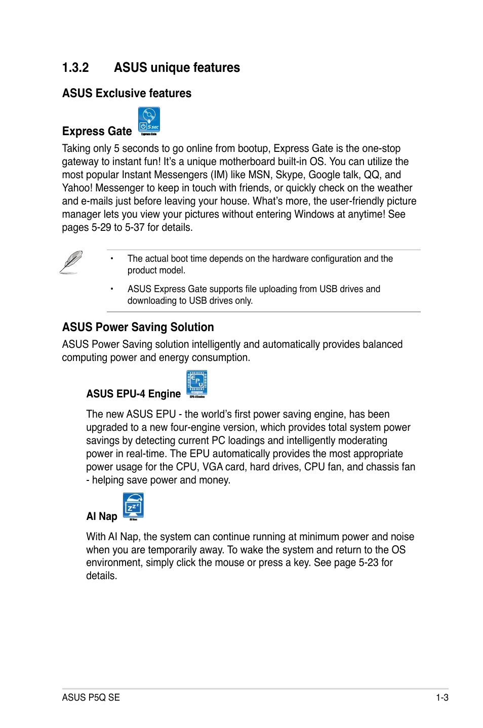 2 asus unique features | Asus P5Q SE/R User Manual | Page 19 / 150