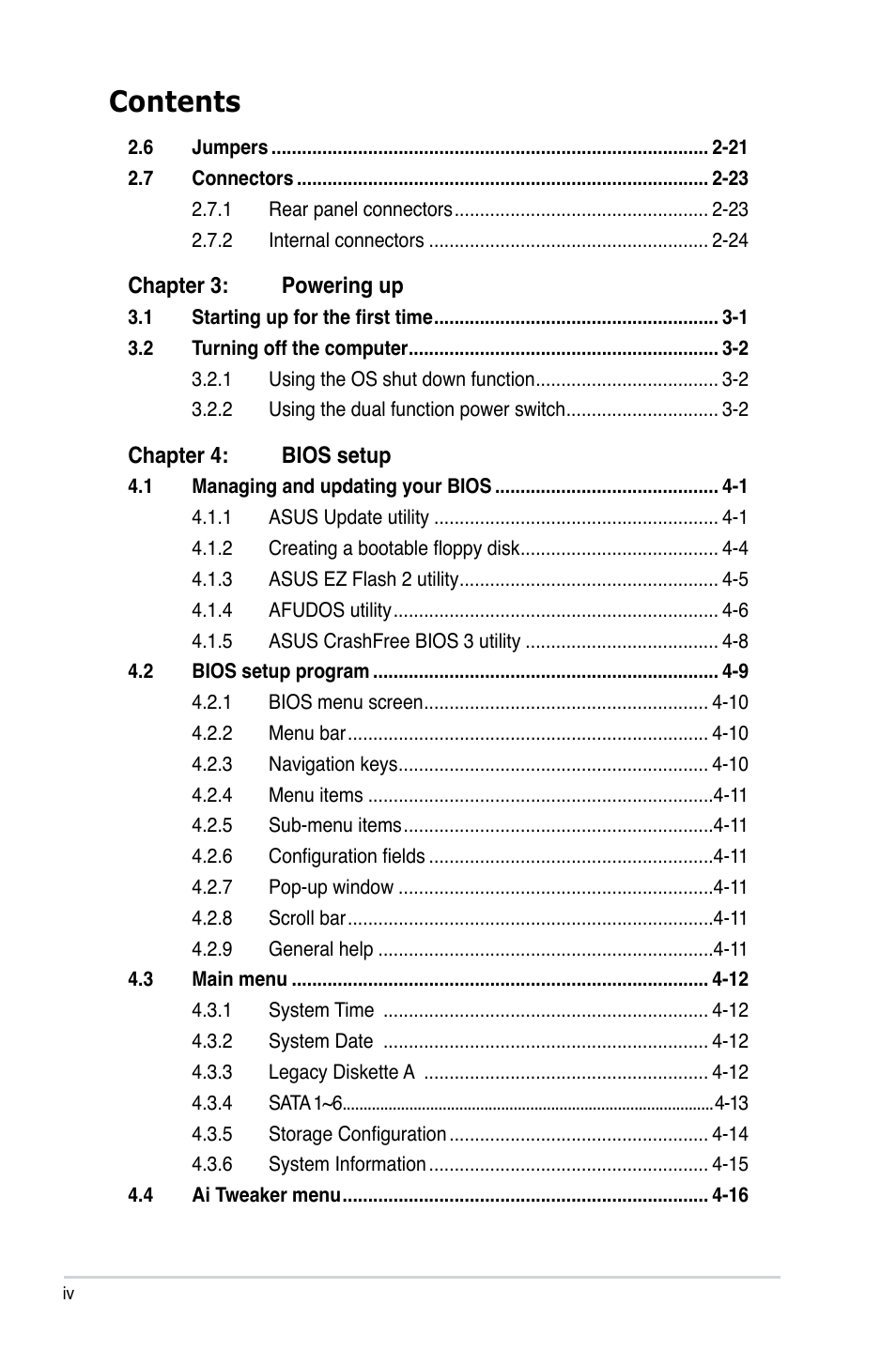 Asus P5Q SE/R User Manual | Page 4 / 150