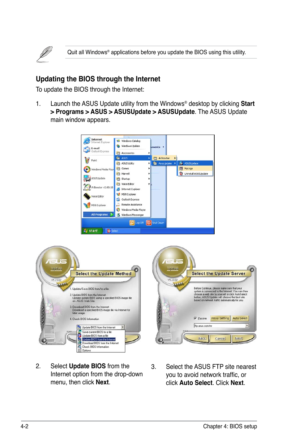 Updating the bios through the internet | Asus P5Q SE/R User Manual | Page 66 / 150