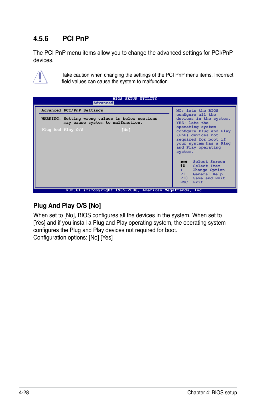 6 pci pnp, Plug and play o/s [no | Asus P5Q SE/R User Manual | Page 92 / 150