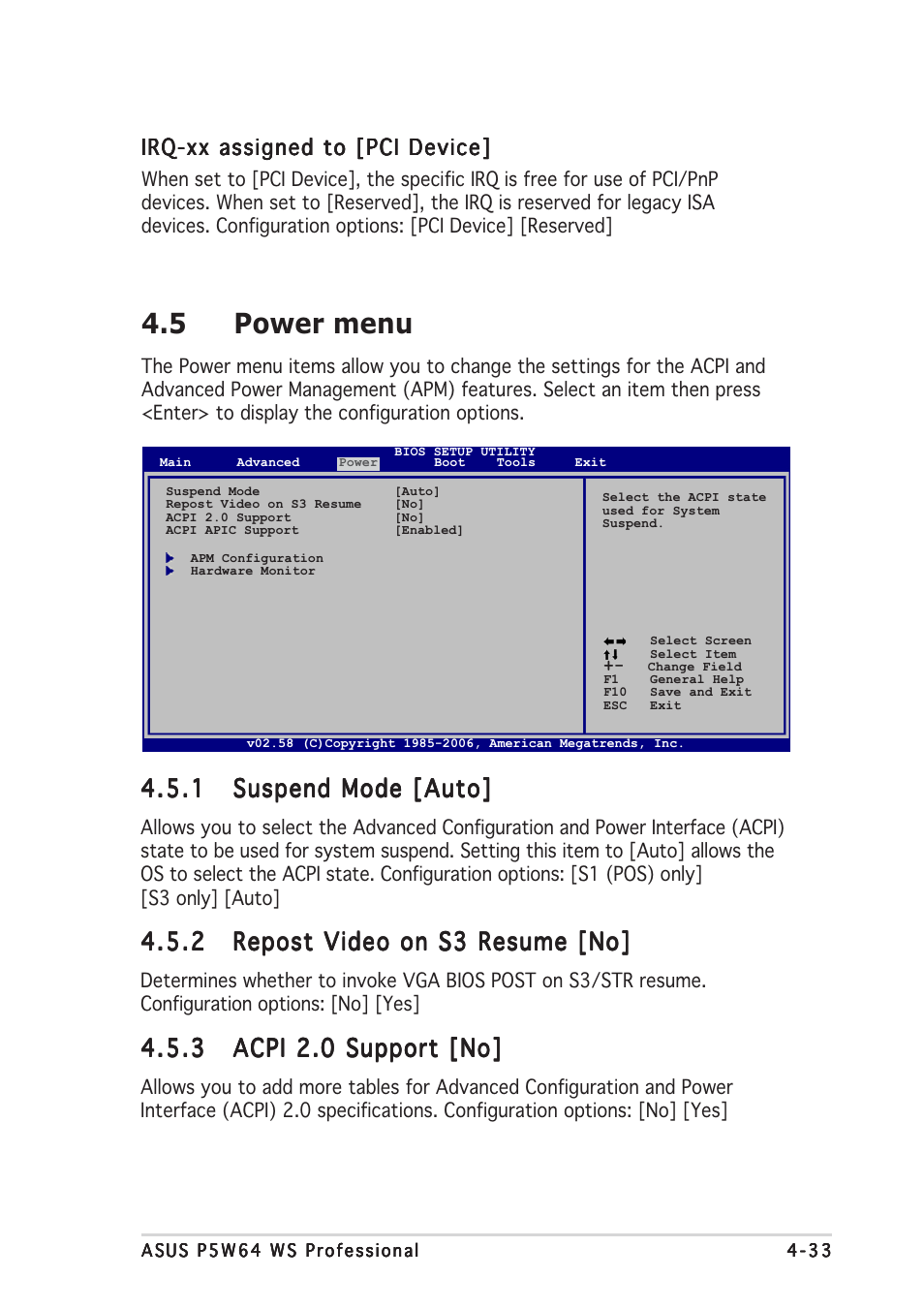 5 power menu | Asus P5W64 WS Professional User Manual | Page 107 / 170