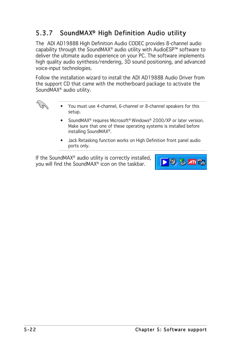 7 soundmax soundmax soundmax soundmax soundmax, High definition audio utility | Asus P5W64 WS Professional User Manual | Page 145 / 170