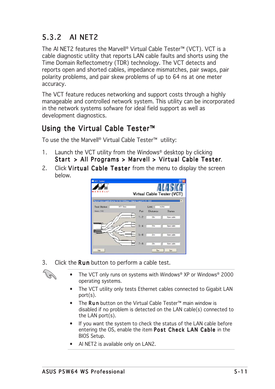 Using the virtual cable tester | Asus P5W64 WS Professional User Manual | Page 151 / 170