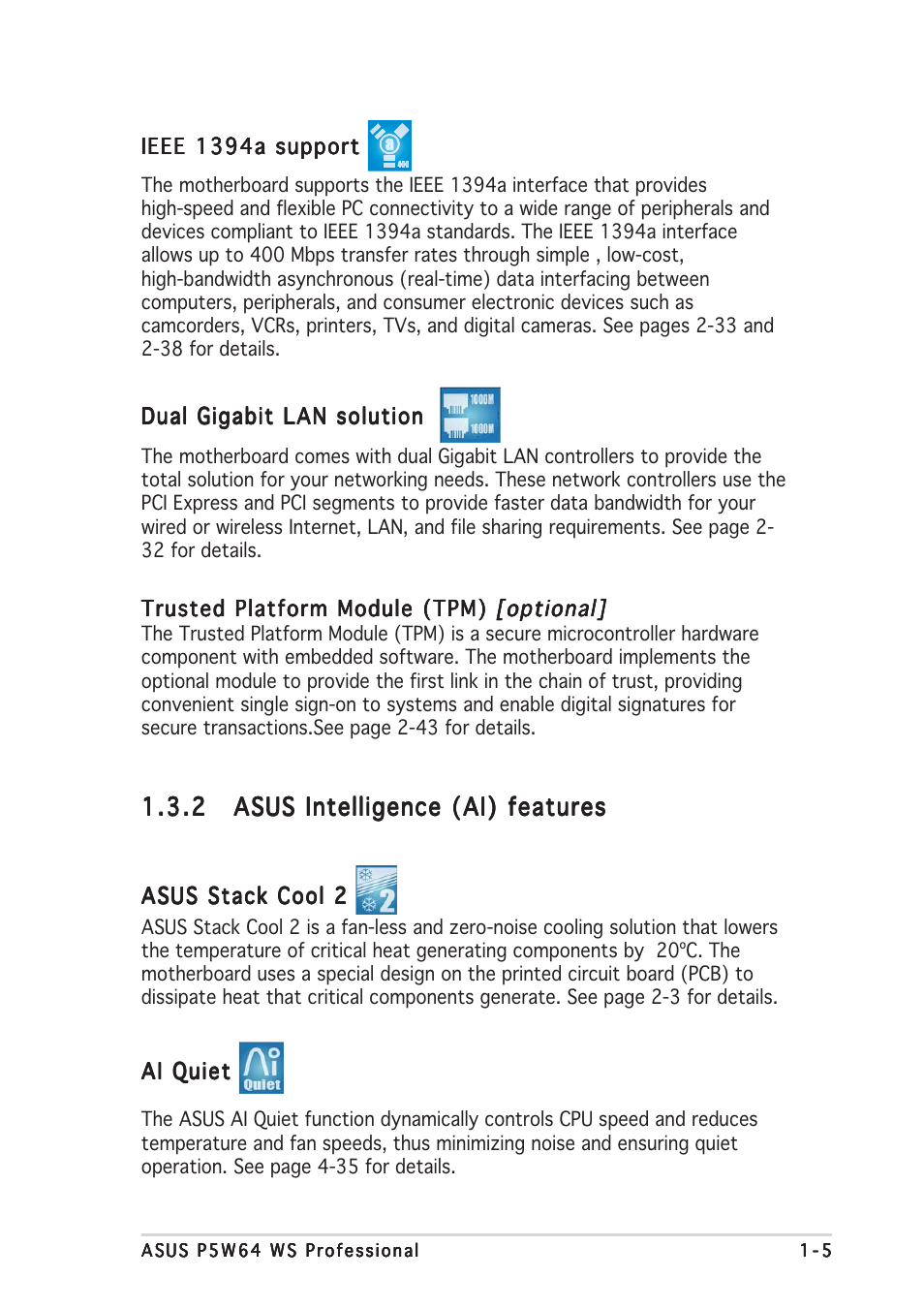 Asus P5W64 WS Professional User Manual | Page 21 / 170