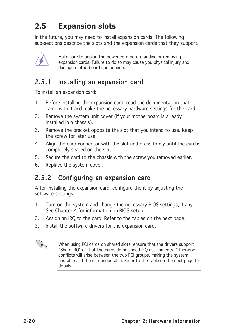 5 expansion slots | Asus P5W64 WS Professional User Manual | Page 46 / 170