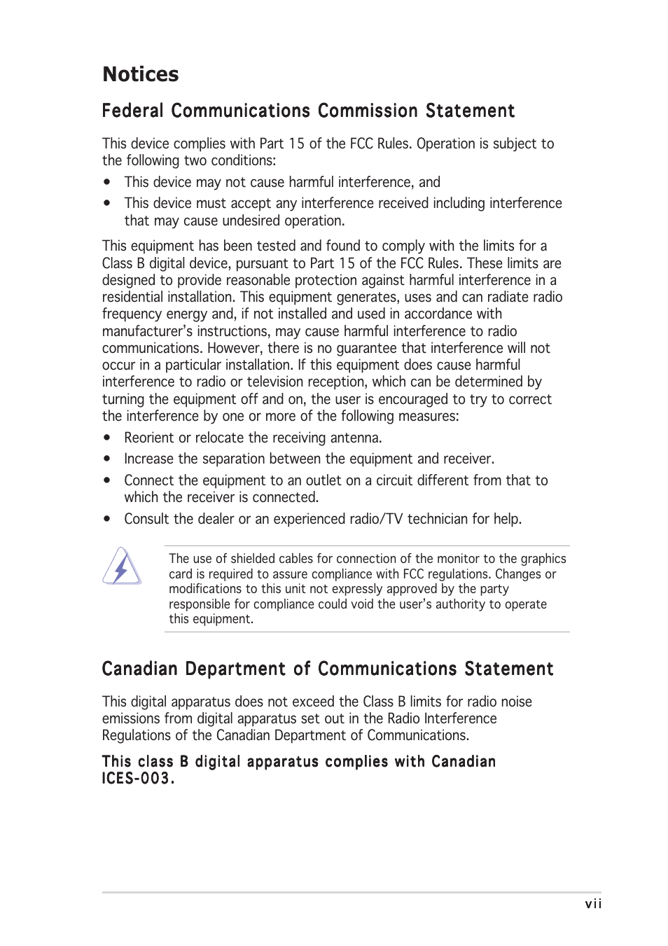 Notices | Asus P5W64 WS Professional User Manual | Page 7 / 170