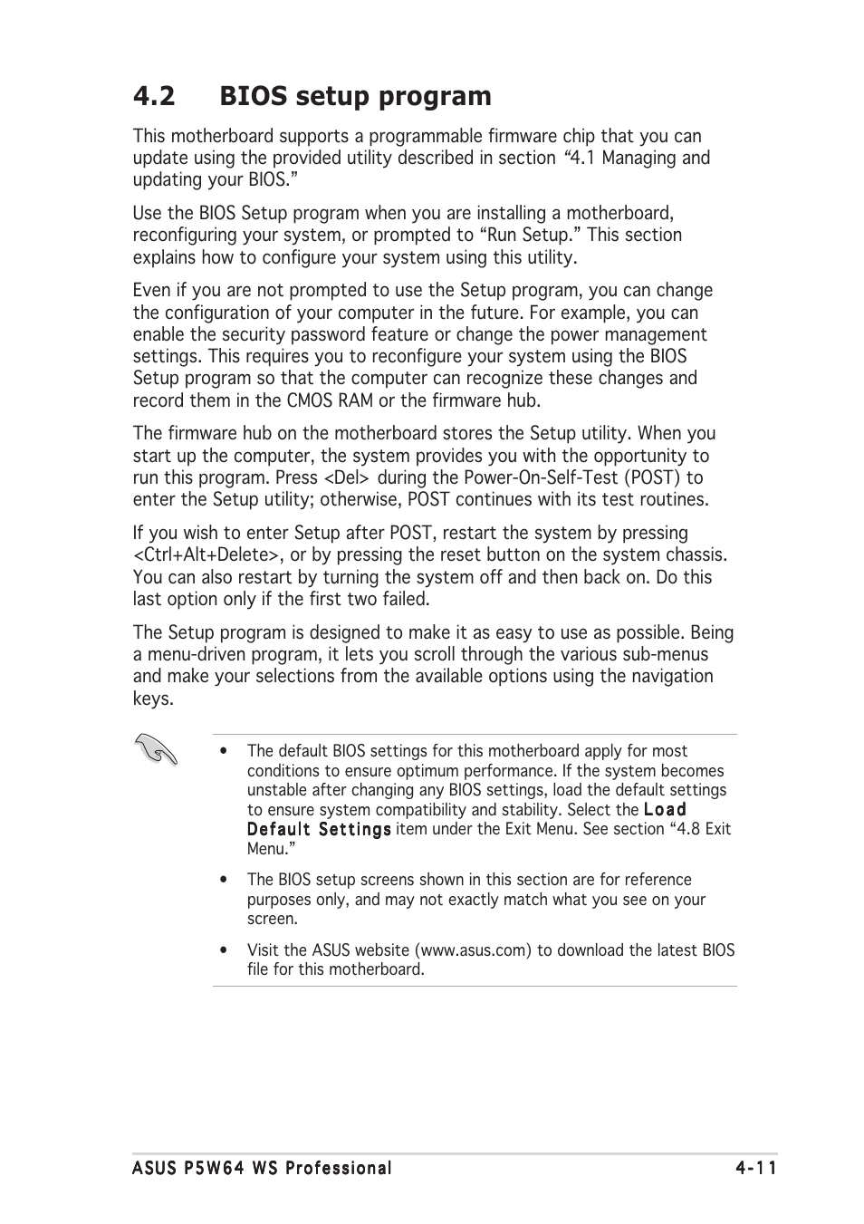 2 bios setup program | Asus P5W64 WS Professional User Manual | Page 85 / 170