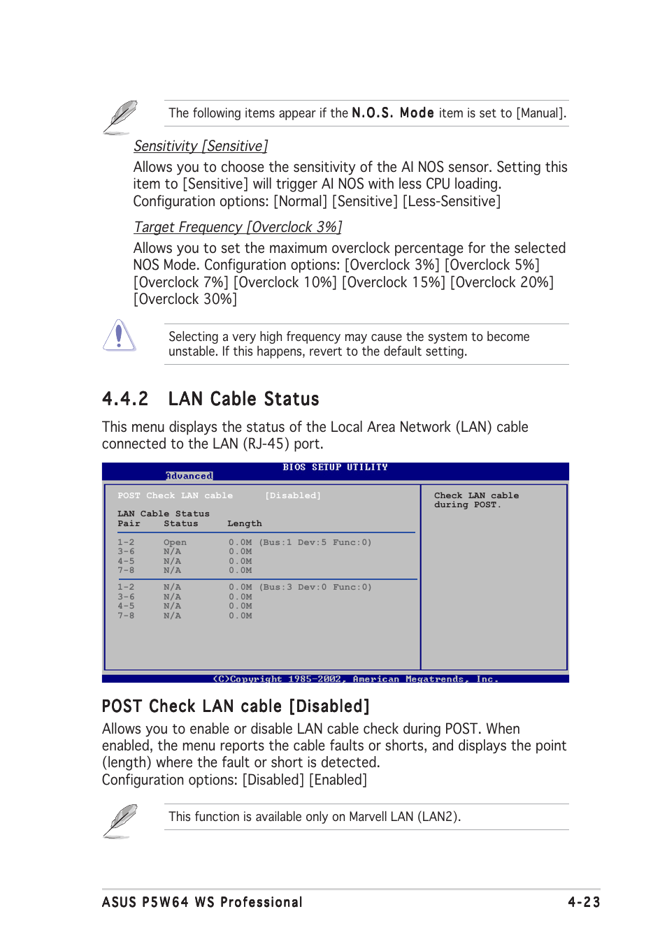 Post check lan cable [disabled | Asus P5W64 WS Professional User Manual | Page 97 / 170