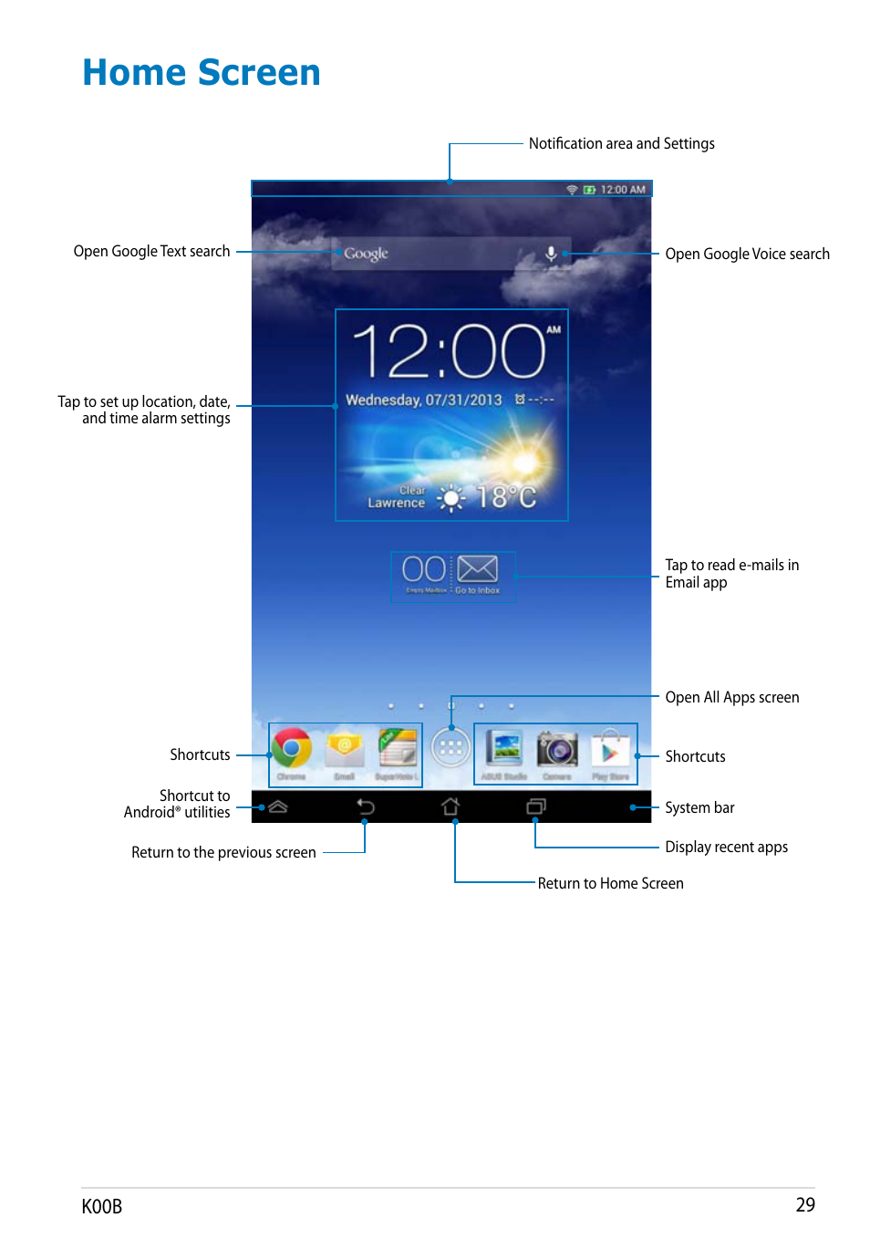 Home screen | Asus MeMO Pad HD 7 User Manual | Page 29 / 106