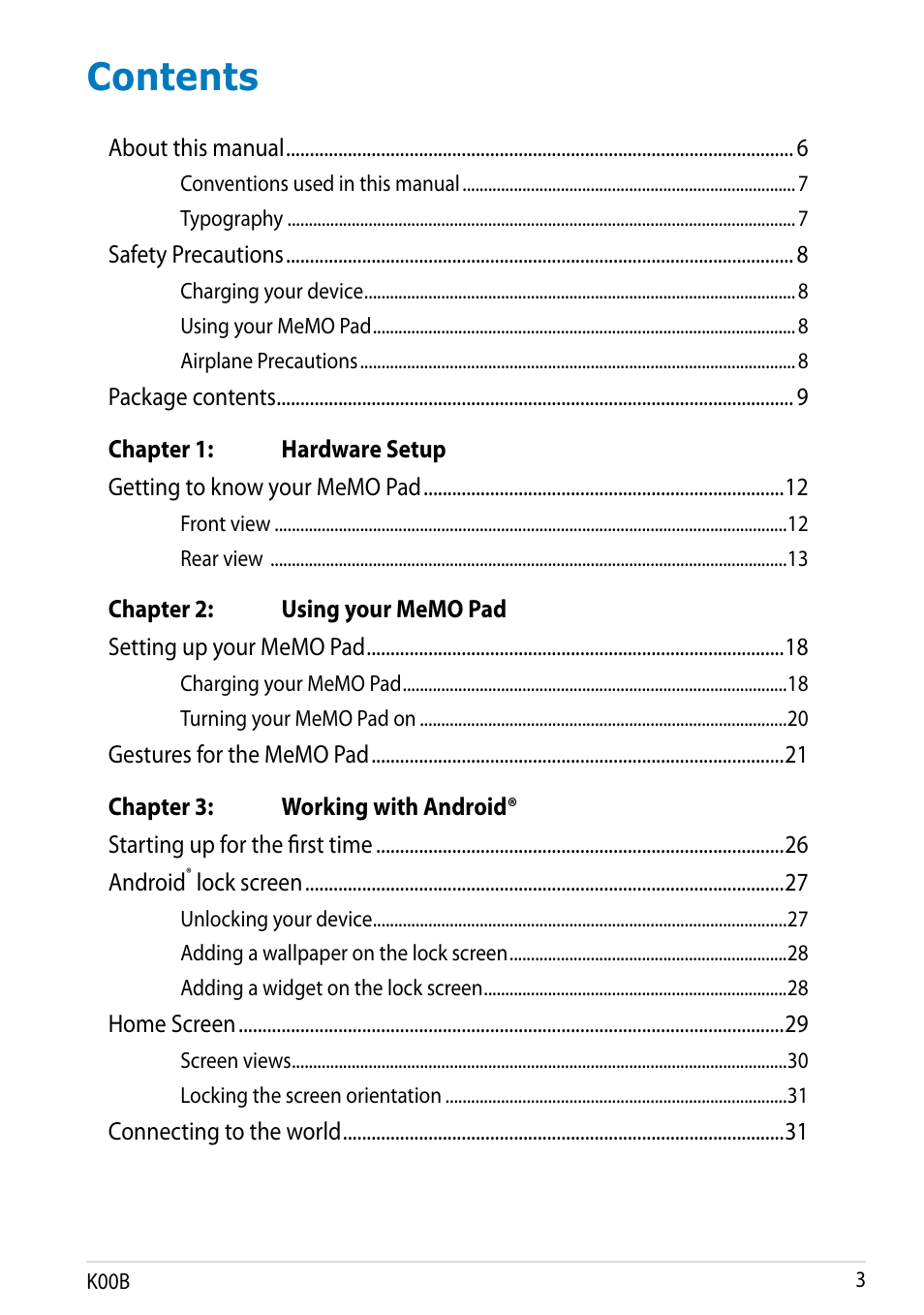 Asus MeMO Pad HD 7 User Manual | Page 3 / 106