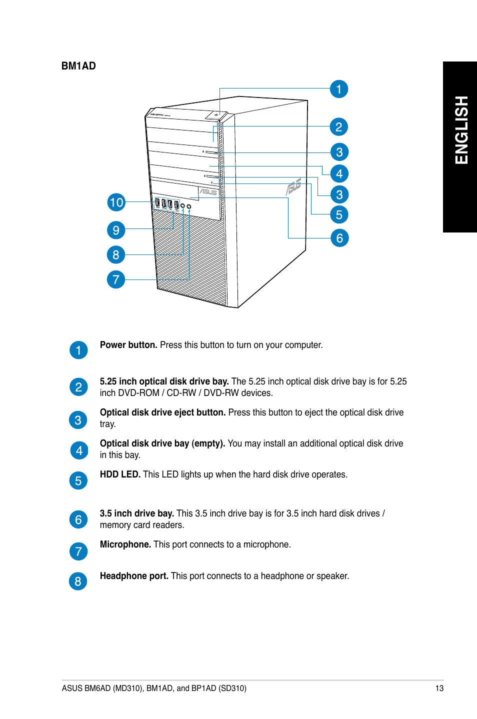 En gl is h en gl is h | Asus BP1AD User Manual | Page 13 / 87