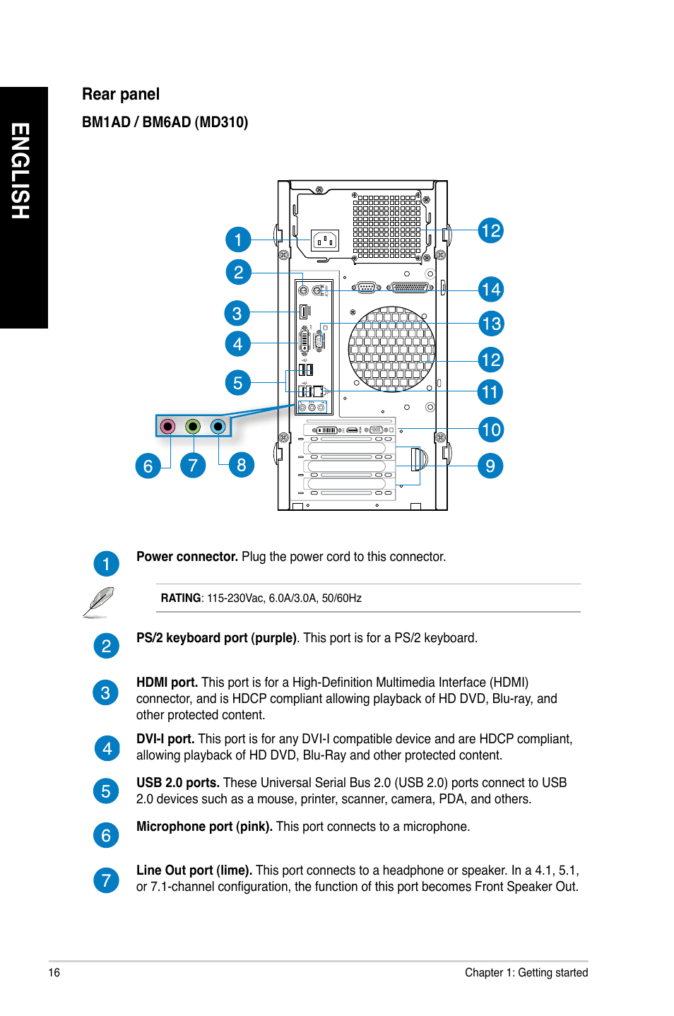 En gl is h en gl is h en gl is h en gl is h | Asus BP1AD User Manual | Page 16 / 87