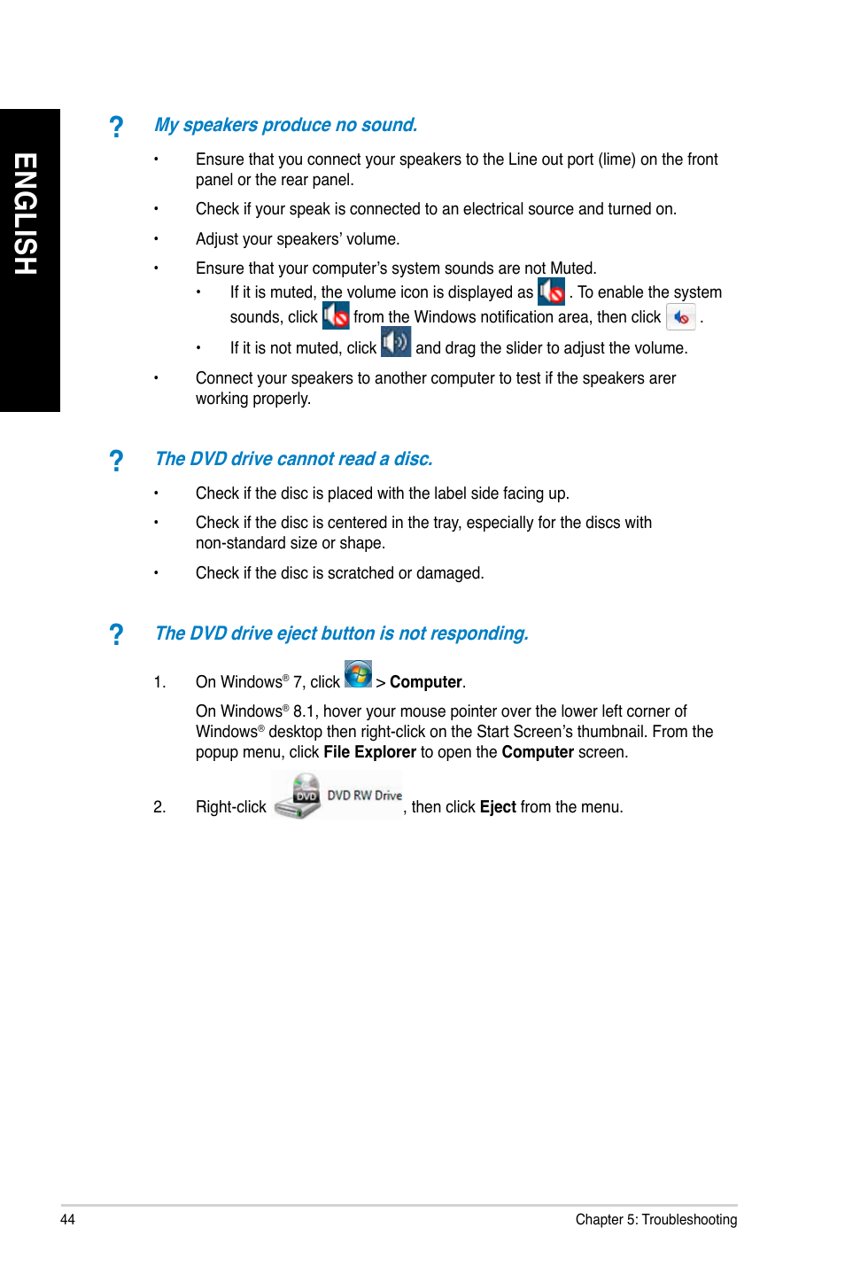 En gl is h en gl is h en gl is h en gl is h | Asus BP1AD User Manual | Page 44 / 87