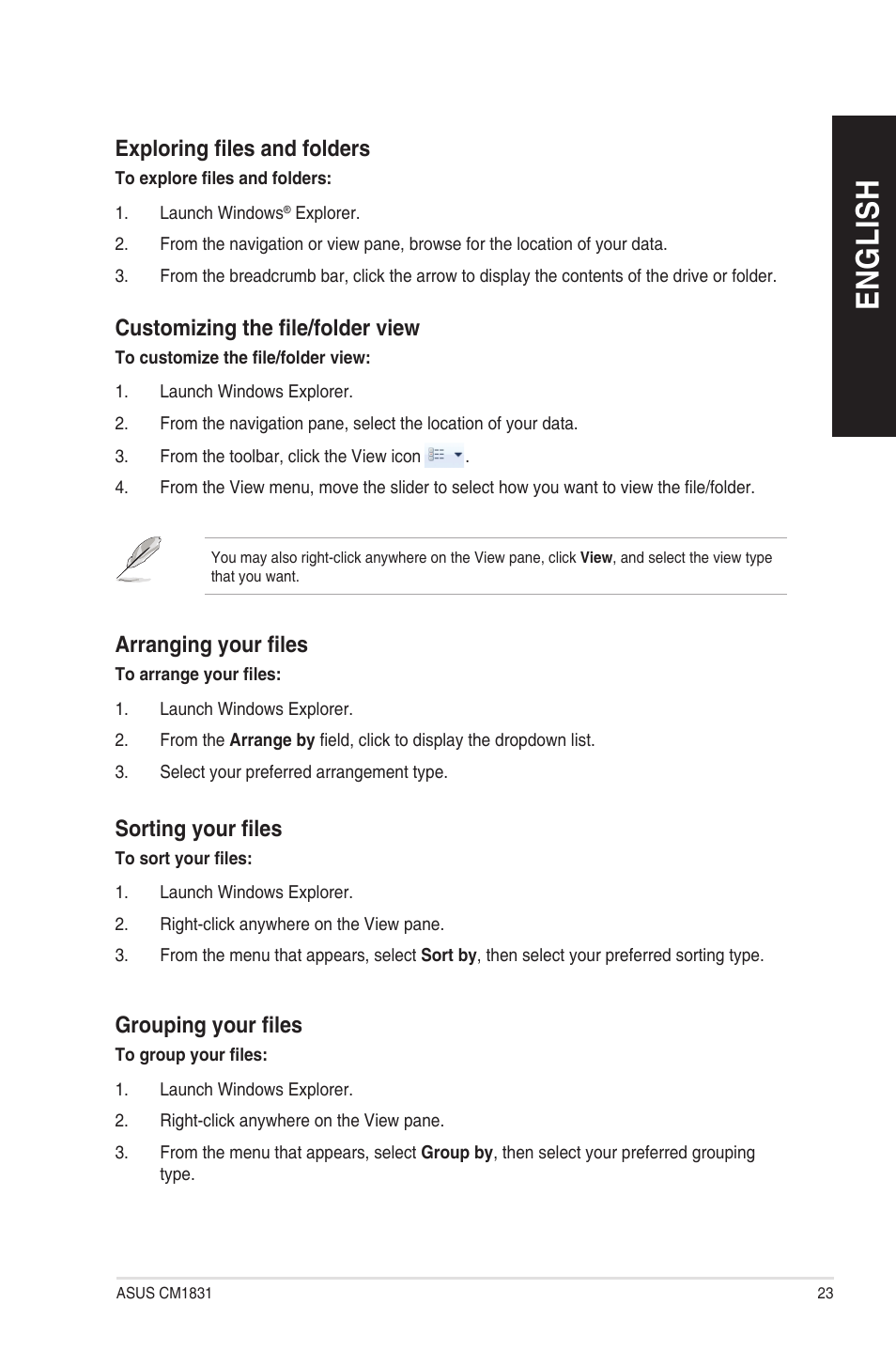 En g lis h en g li sh | Asus CM1831 User Manual | Page 23 / 208