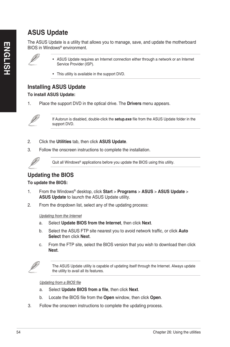 Asus update, En g lis h en g li sh en g lis h en g li sh | Asus CM1831 User Manual | Page 54 / 208