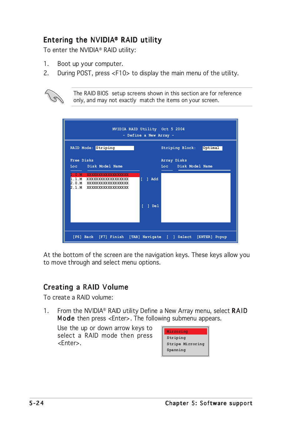 Entering the nvidia, Raid utility, Creating a raid volume | Asus A8N-SLI Premium User Manual | Page 149 / 189