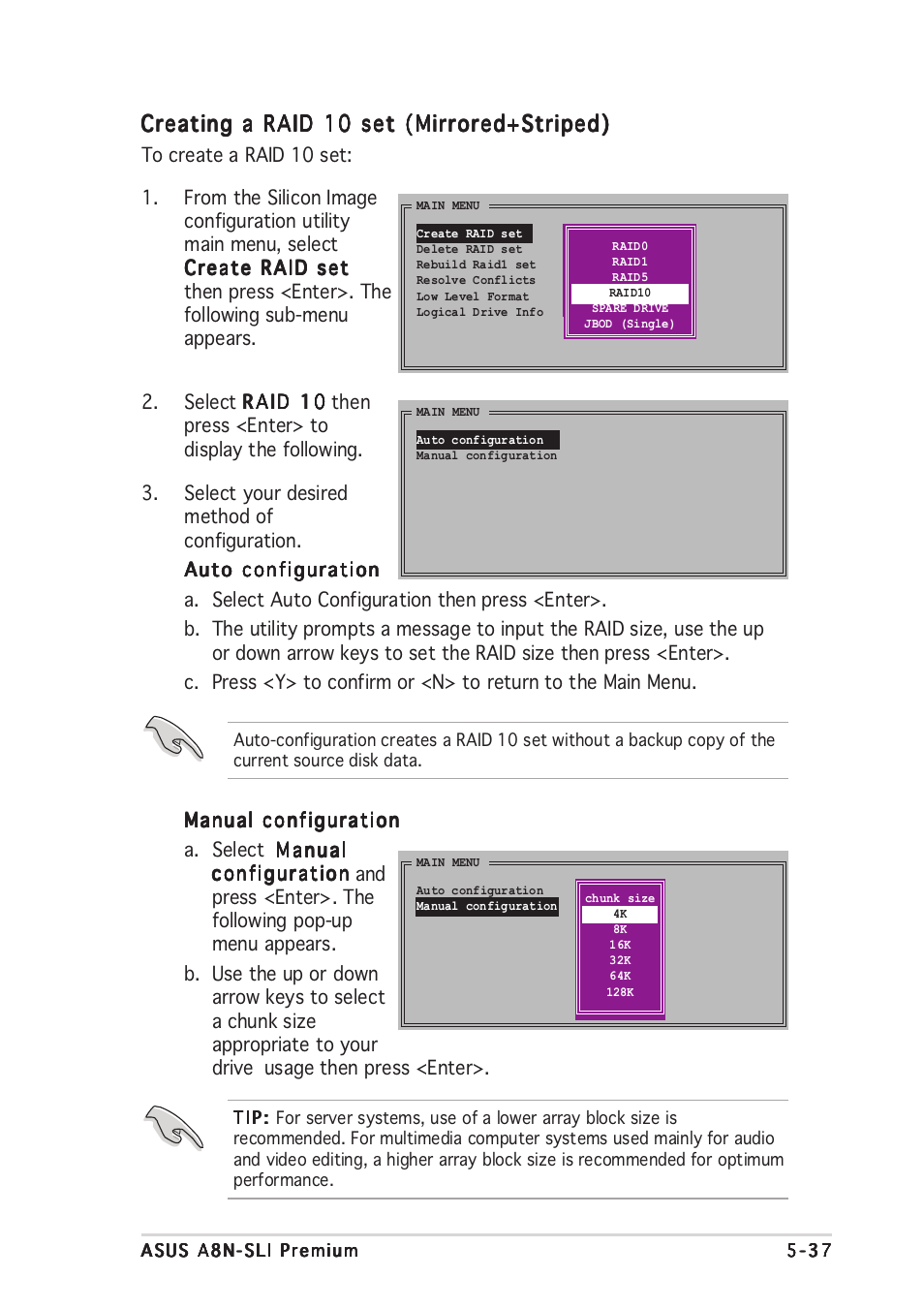 Creating a raid 10 set (mirrored+striped) | Asus A8N-SLI Premium User Manual | Page 162 / 189