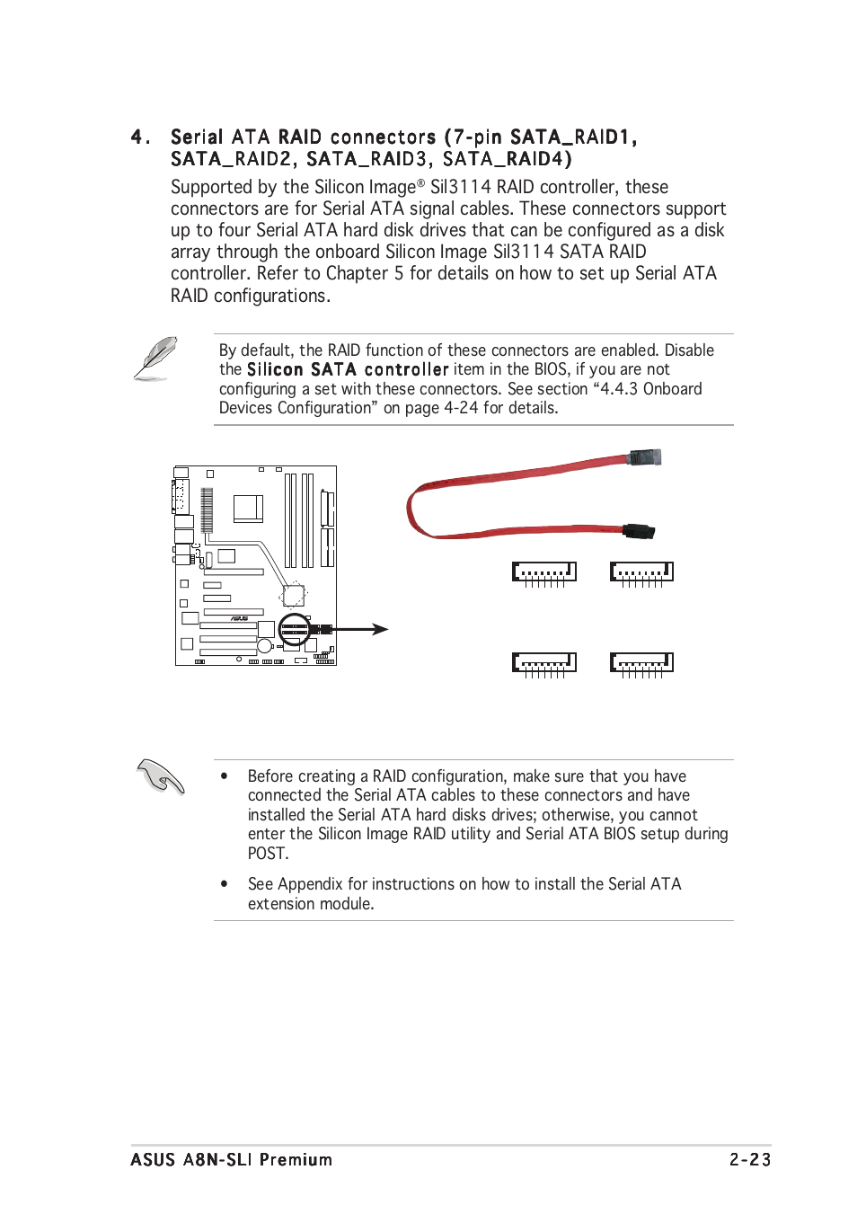 A8n-sli premium sata raid connectors | Asus A8N-SLI Premium User Manual | Page 49 / 189