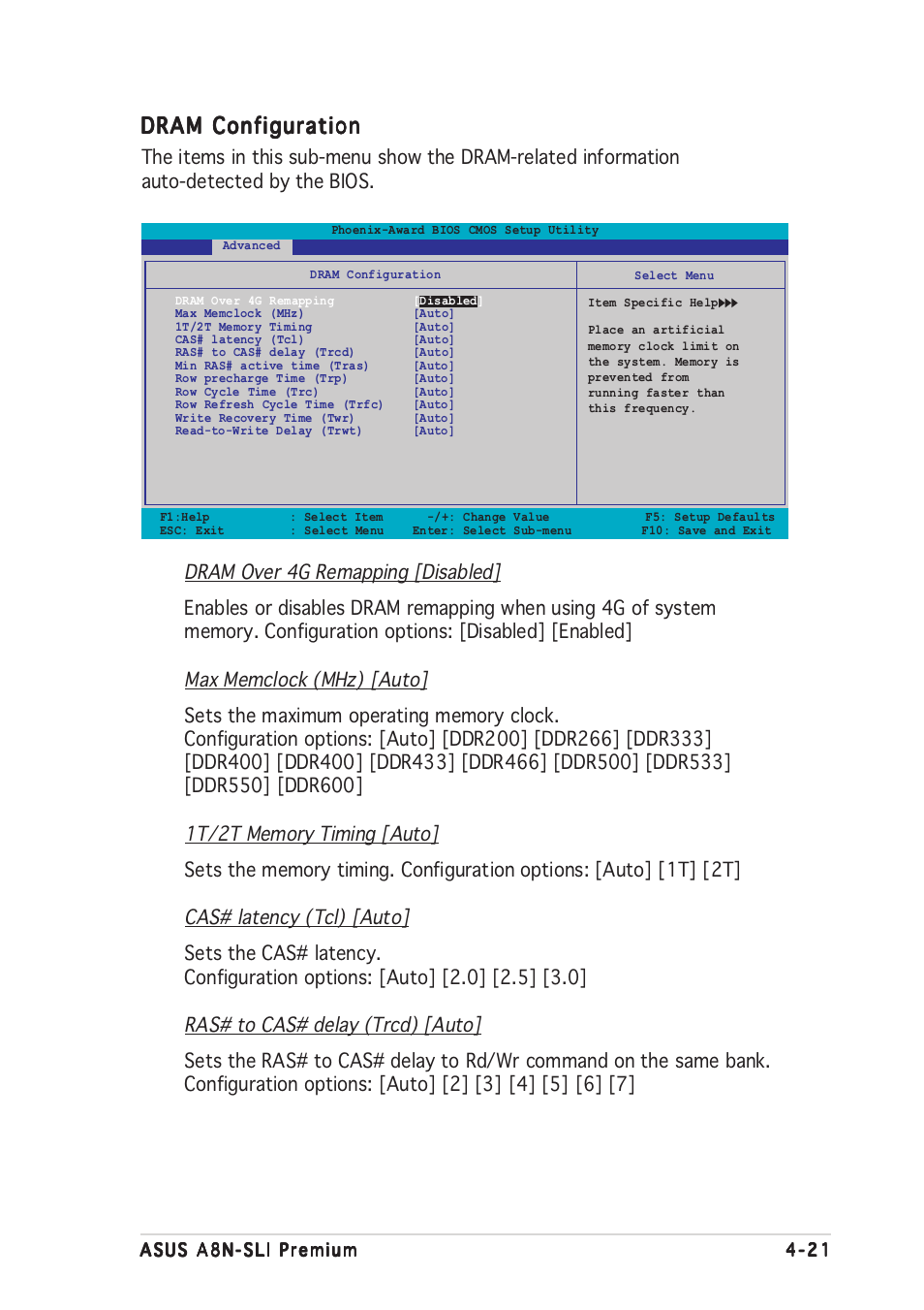 Dram configuration | Asus A8N-SLI Premium User Manual | Page 96 / 189