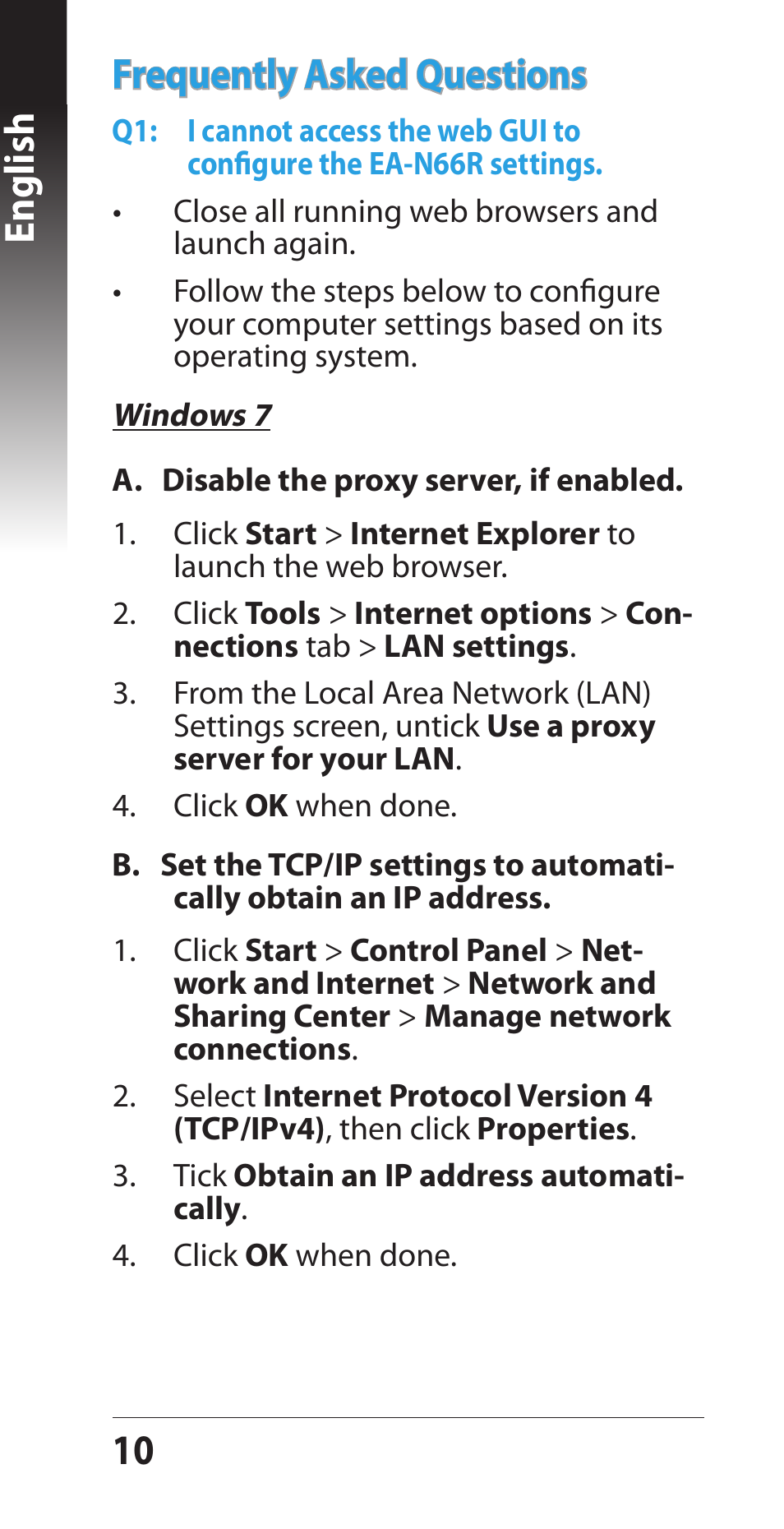 10 english frequently asked questions | Asus EA-N66R User Manual | Page 10 / 43