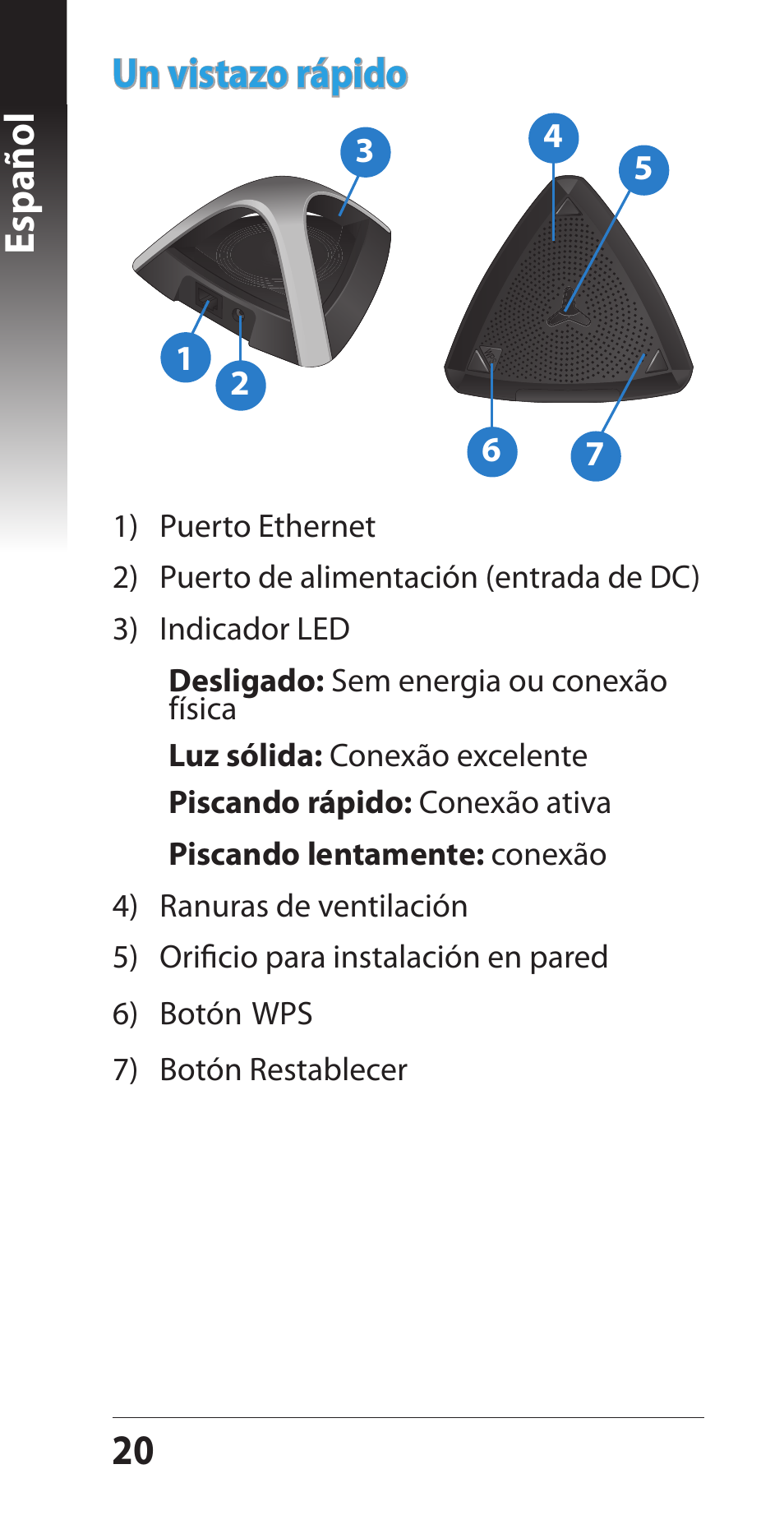 20 español, Un vista��o rápido | Asus EA-N66R User Manual | Page 20 / 43