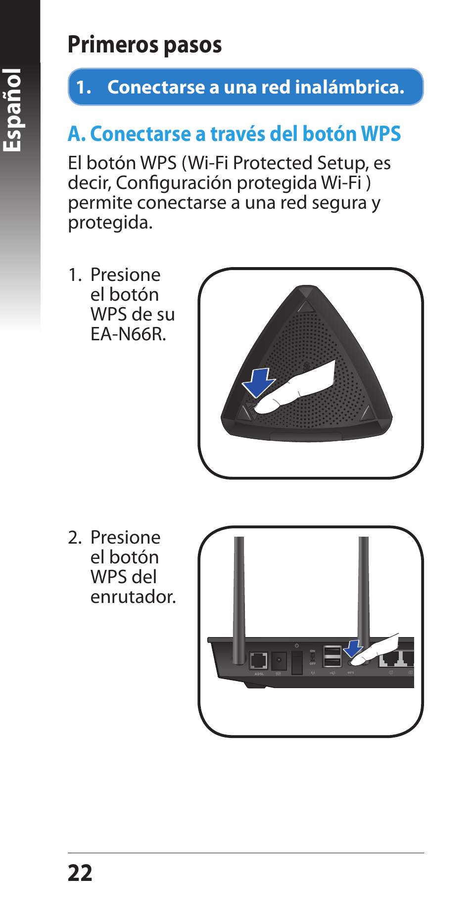 22 español primeros pasos | Asus EA-N66R User Manual | Page 22 / 43