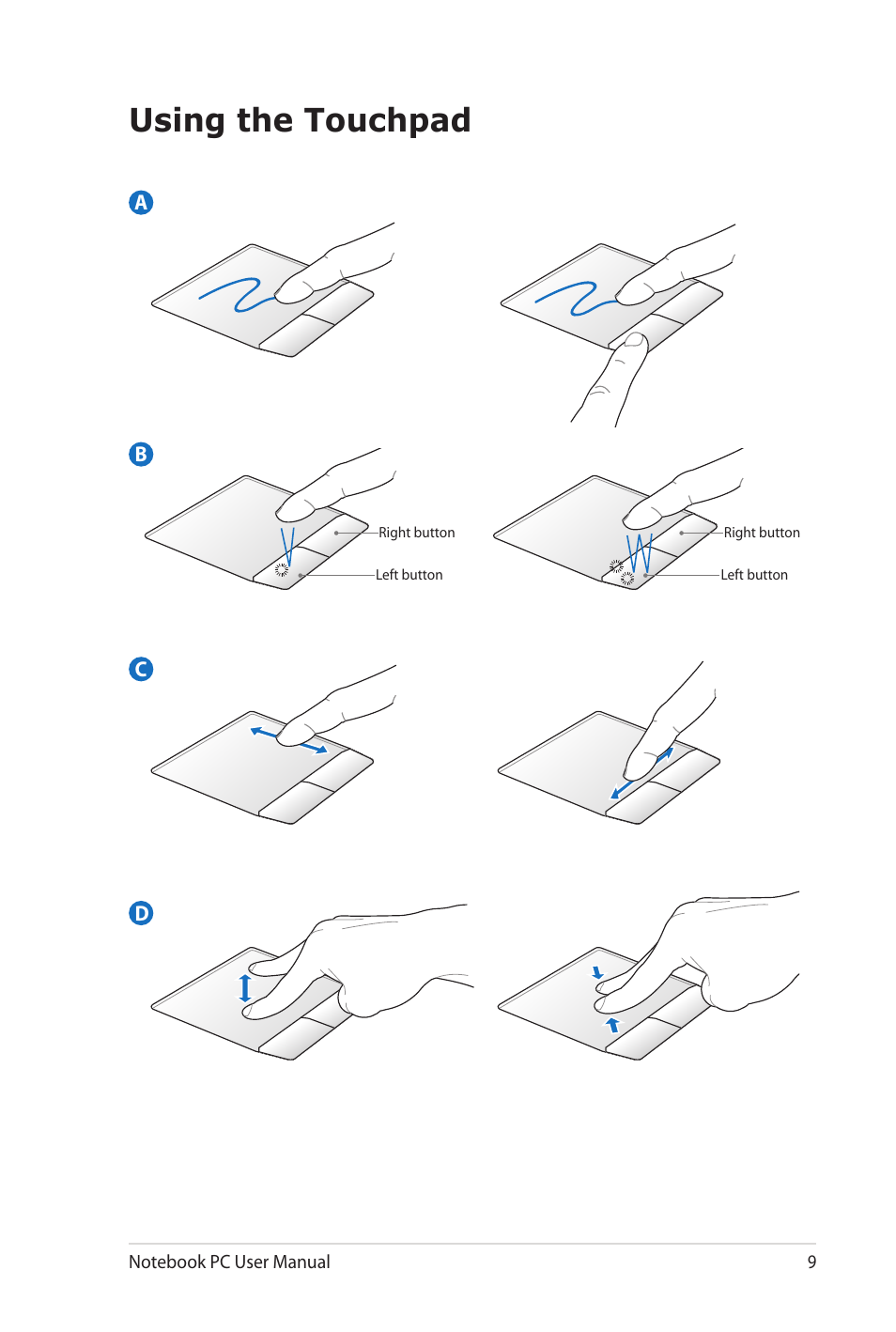 Using the touchpad | Asus G53JW User Manual | Page 9 / 30