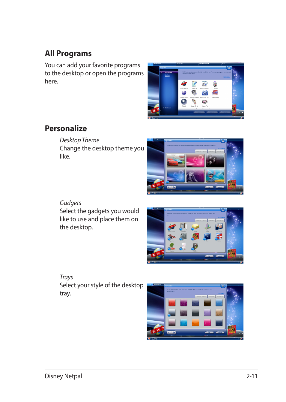 All programs, Personalize | Asus Eee PC MK90H User Manual | Page 31 / 68