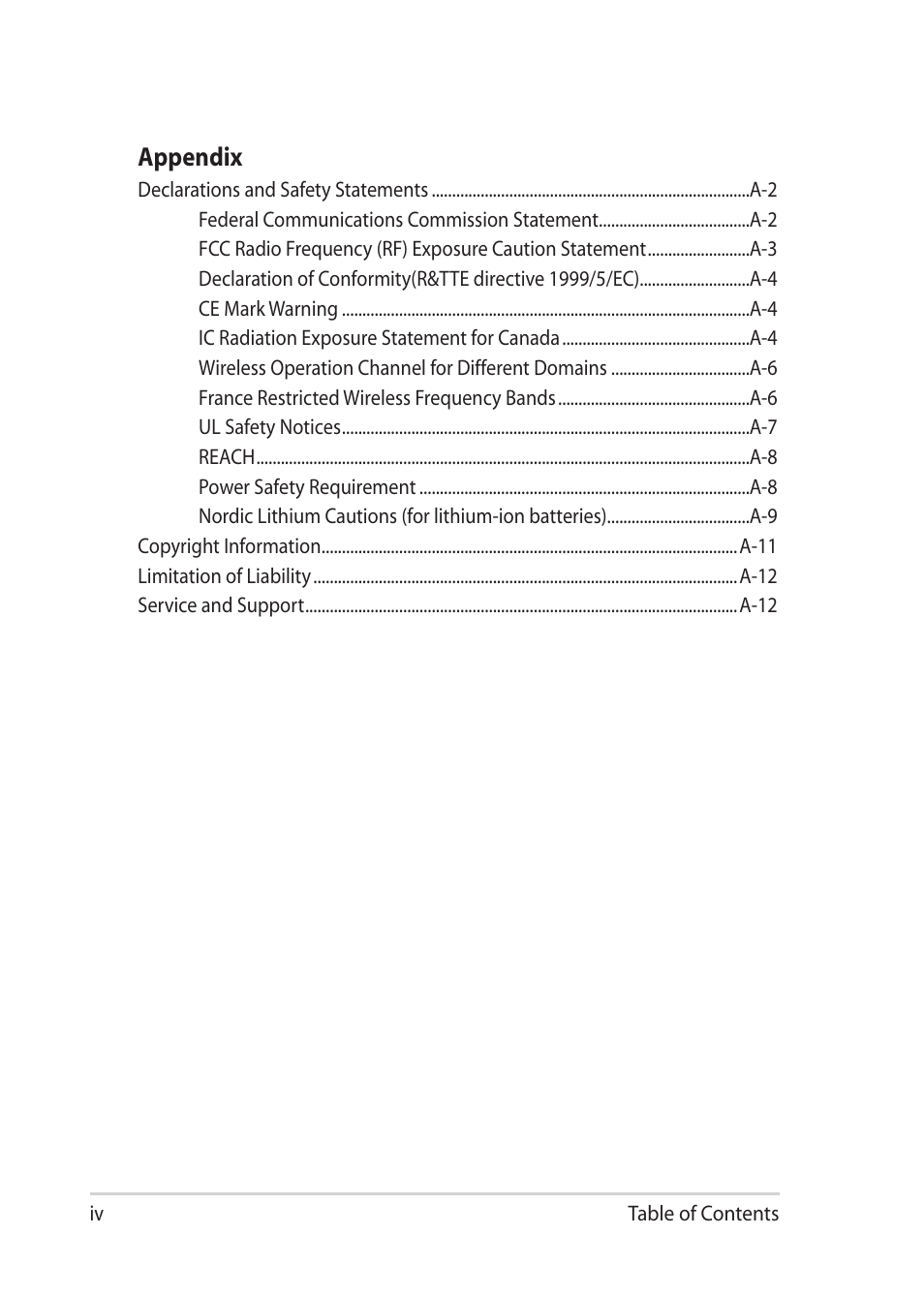 Appendix | Asus Eee PC MK90H User Manual | Page 4 / 68