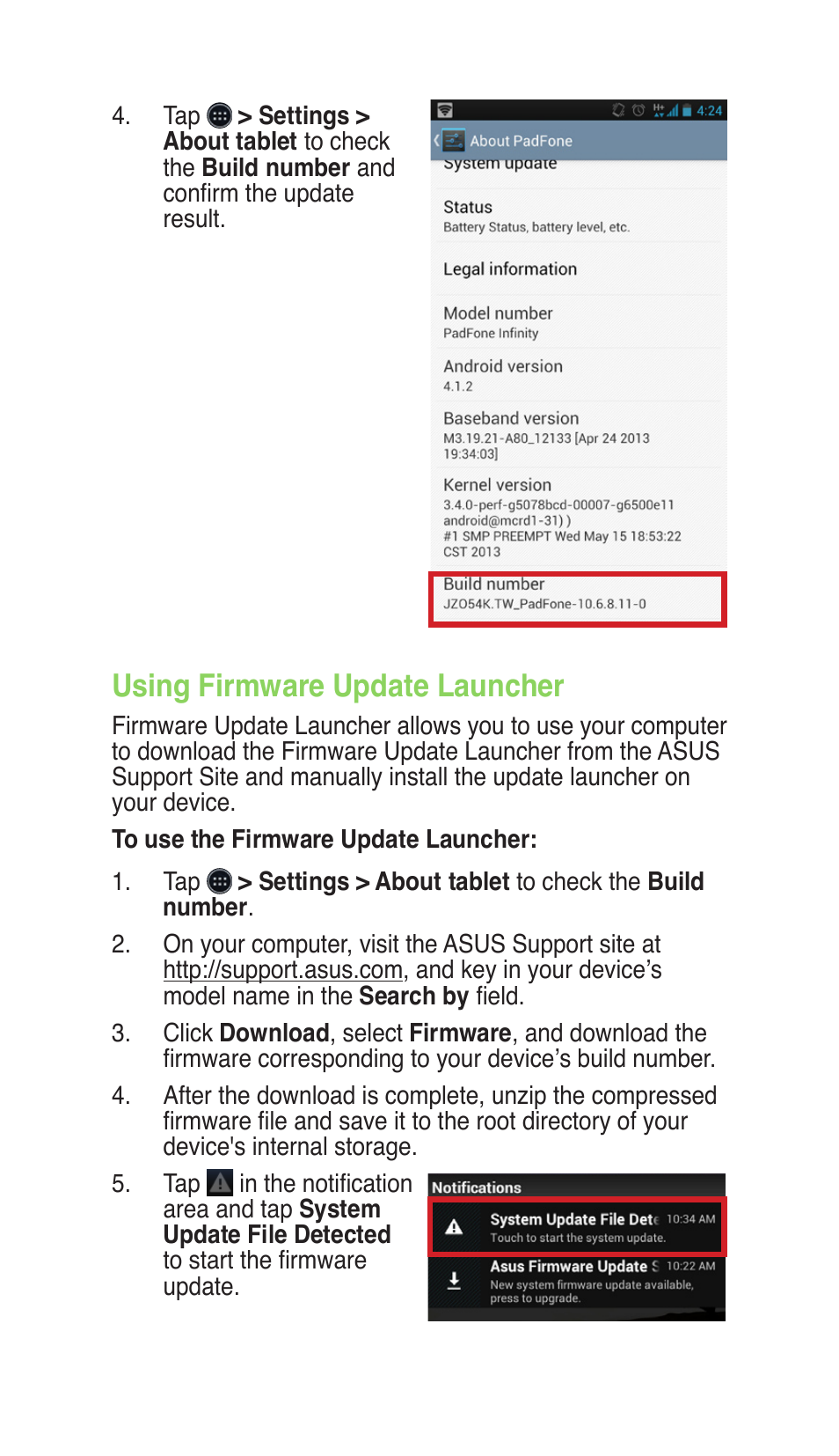 Using firmware update launcher | Asus PadFone Infinity User Manual | Page 2 / 4