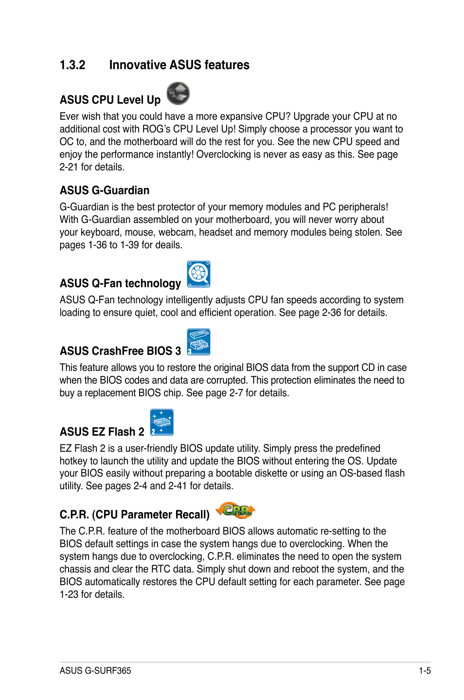 Innovative.asus.features | Asus G-SURF365 User Manual | Page 17 / 104