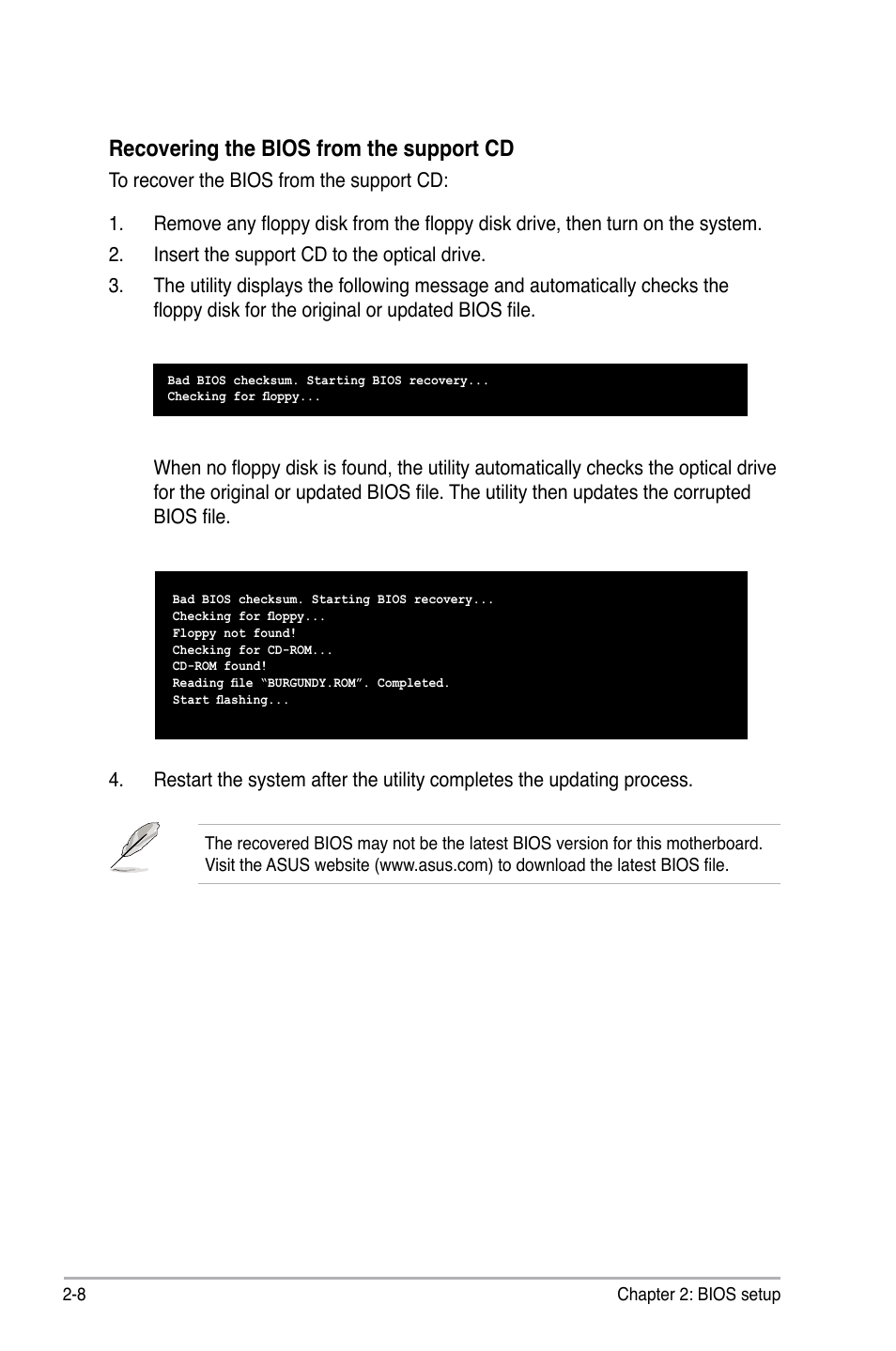 Recovering.the.bios.from.the.support.cd | Asus G-SURF365 User Manual | Page 60 / 104