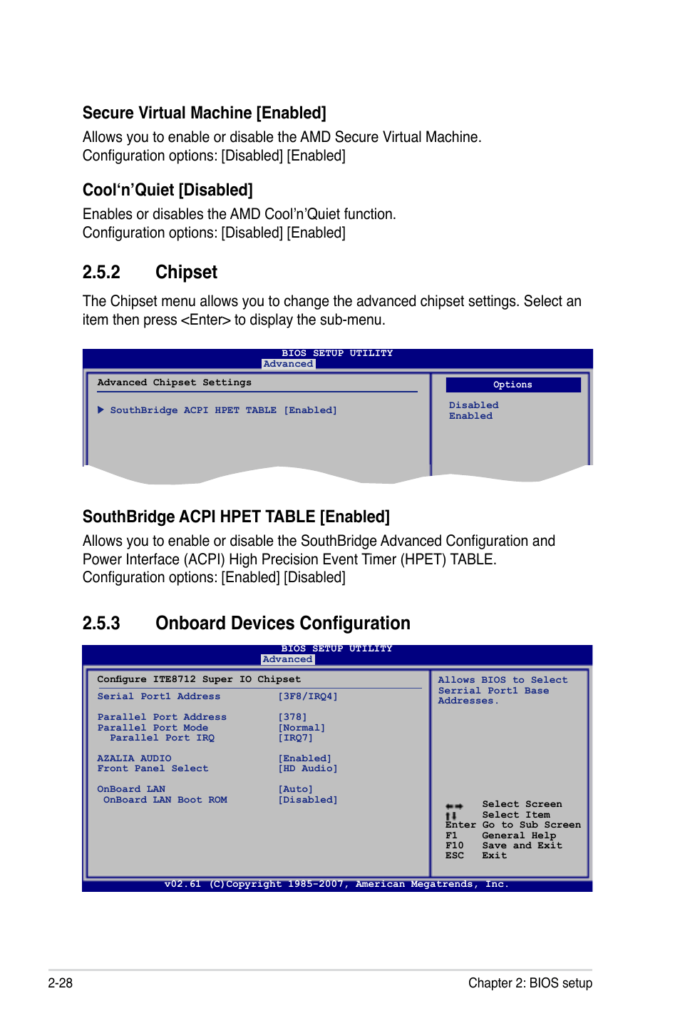 Chipset, 3 onboard devices configuration, Secure.virtual.machine.[enabled | Cool‘n’quiet [disabled, Southbridge.acpi.hpet.table.[enabled | Asus G-SURF365 User Manual | Page 80 / 104