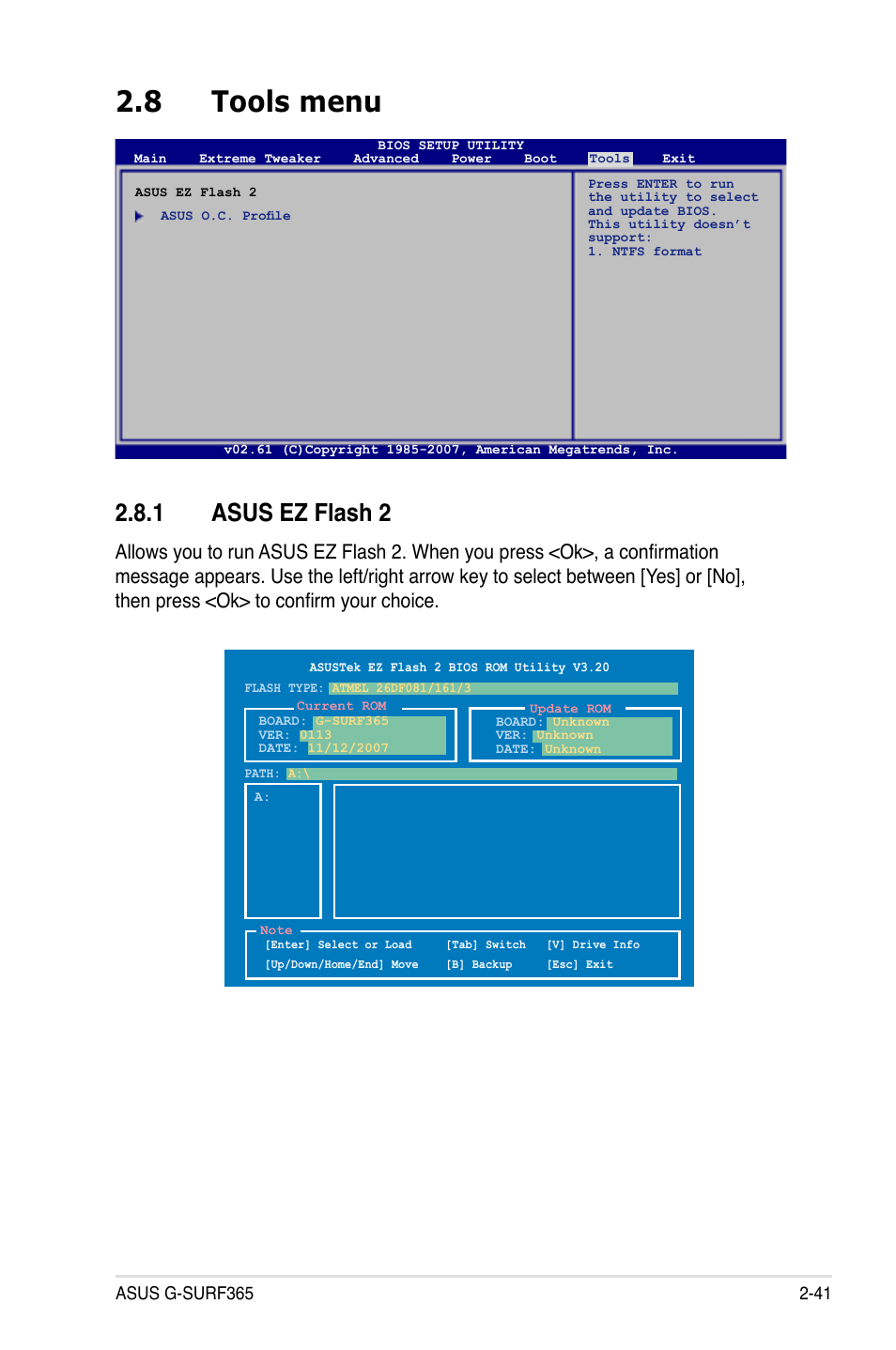 8 tools menu, Asus.ez.flash.2 | Asus G-SURF365 User Manual | Page 93 / 104