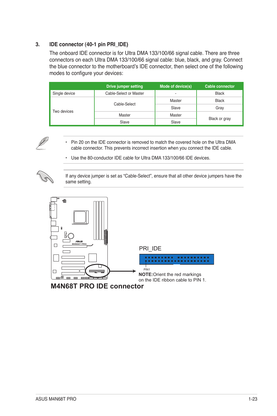 M4n68t pro ide connector, Pri_ide | Asus M4N68T PRO User Manual | Page 33 / 64