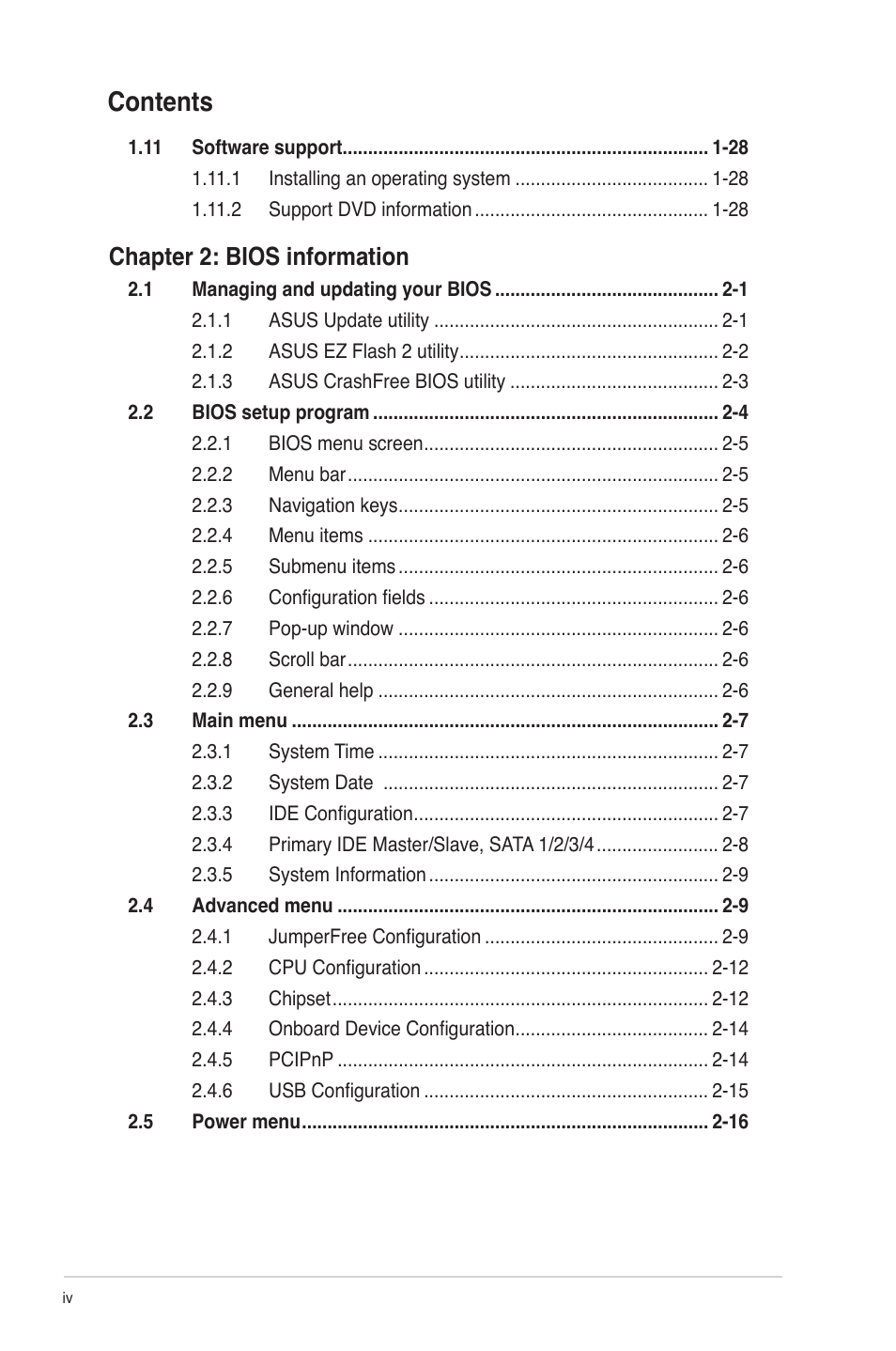 Asus M4N68T PRO User Manual | Page 4 / 64