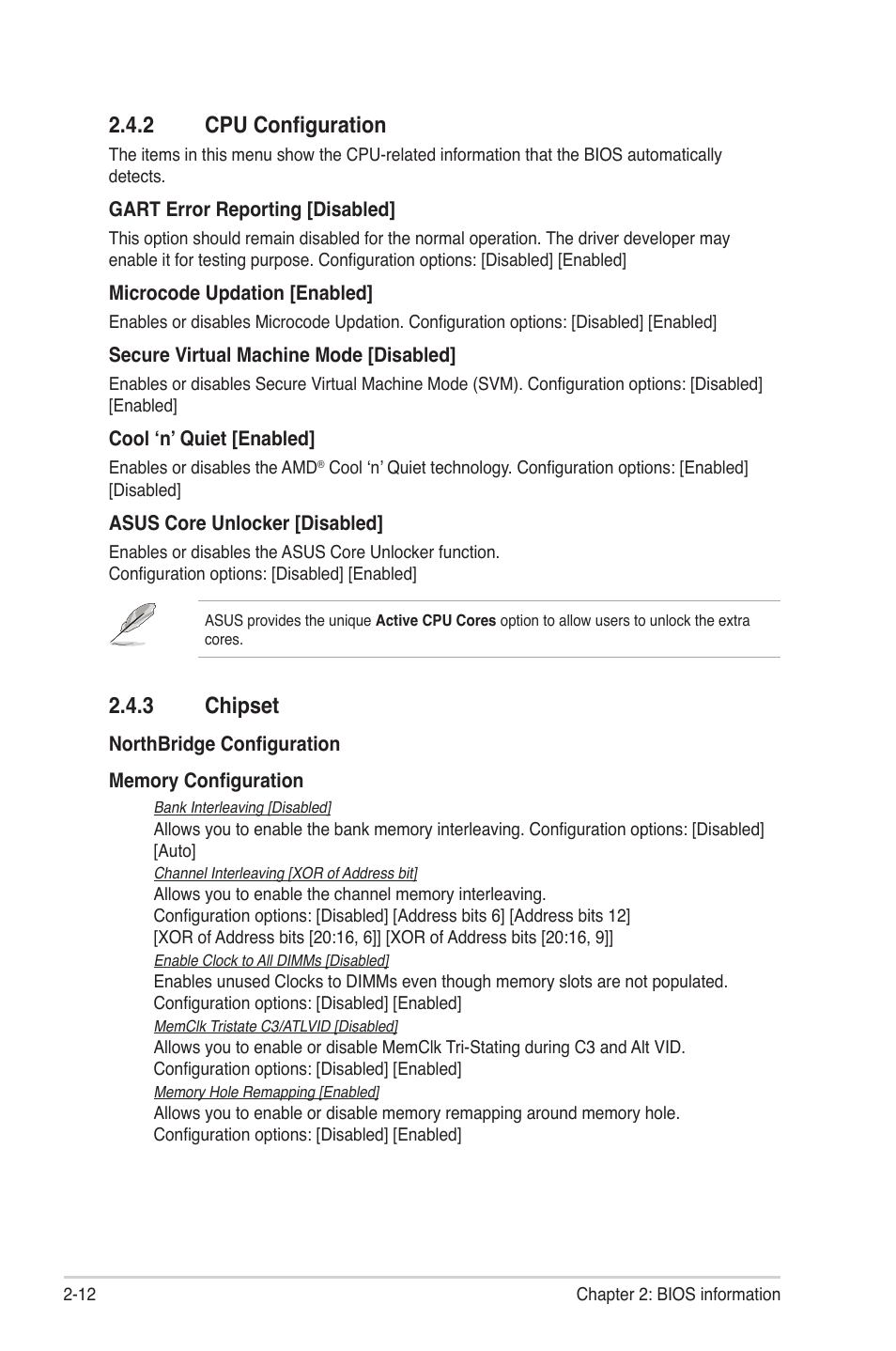 2 cpu configuration, 3 chipset, Cpu configuration -12 | Chipset -12 | Asus M4N68T PRO User Manual | Page 50 / 64