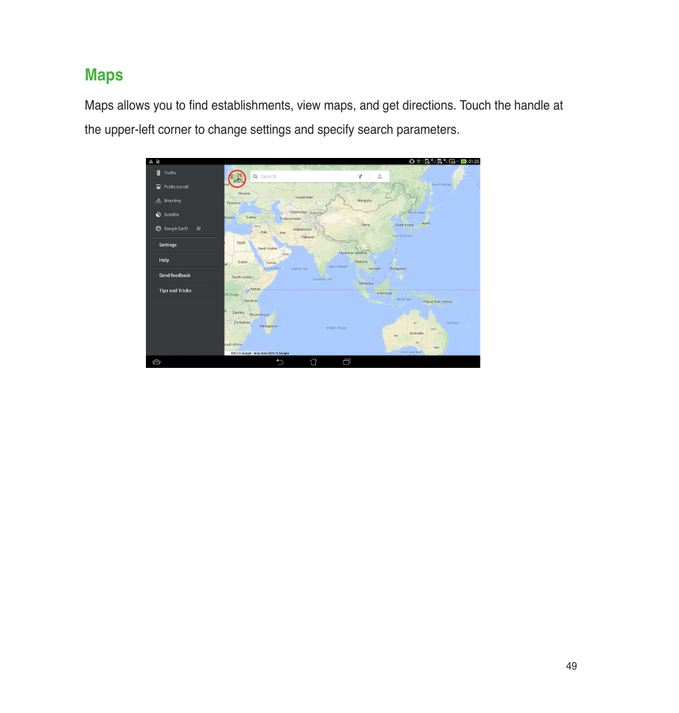 Maps | Asus PadFone E User Manual | Page 49 / 58