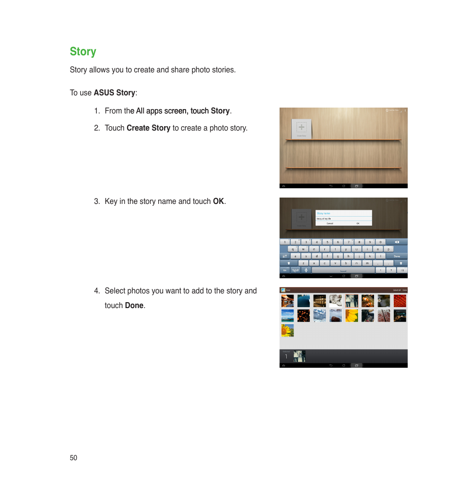 Story | Asus PadFone E User Manual | Page 50 / 58