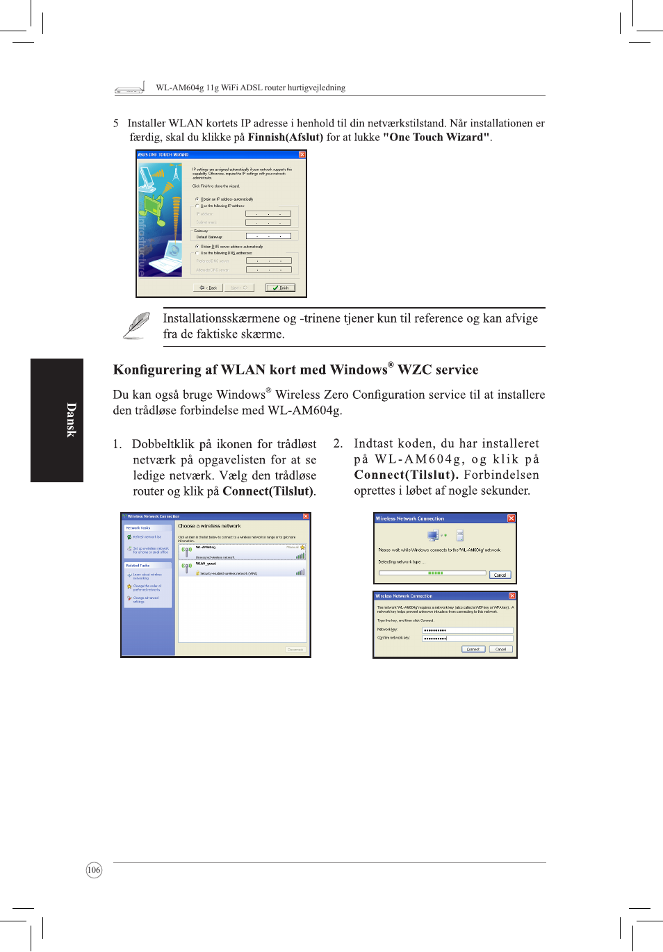 Dansk | Asus WL-AM604g User Manual | Page 108 / 108