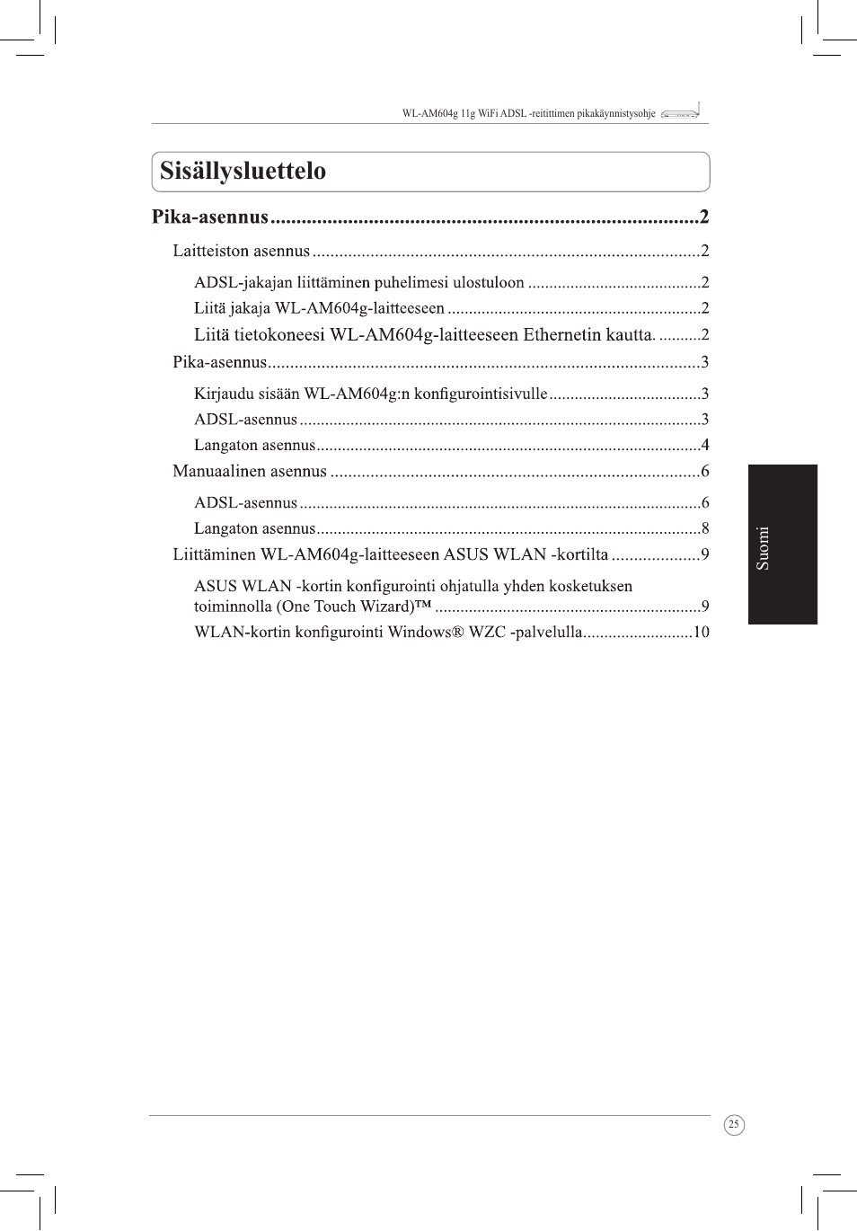 Sisällysluettelo | Asus WL-AM604g User Manual | Page 27 / 108