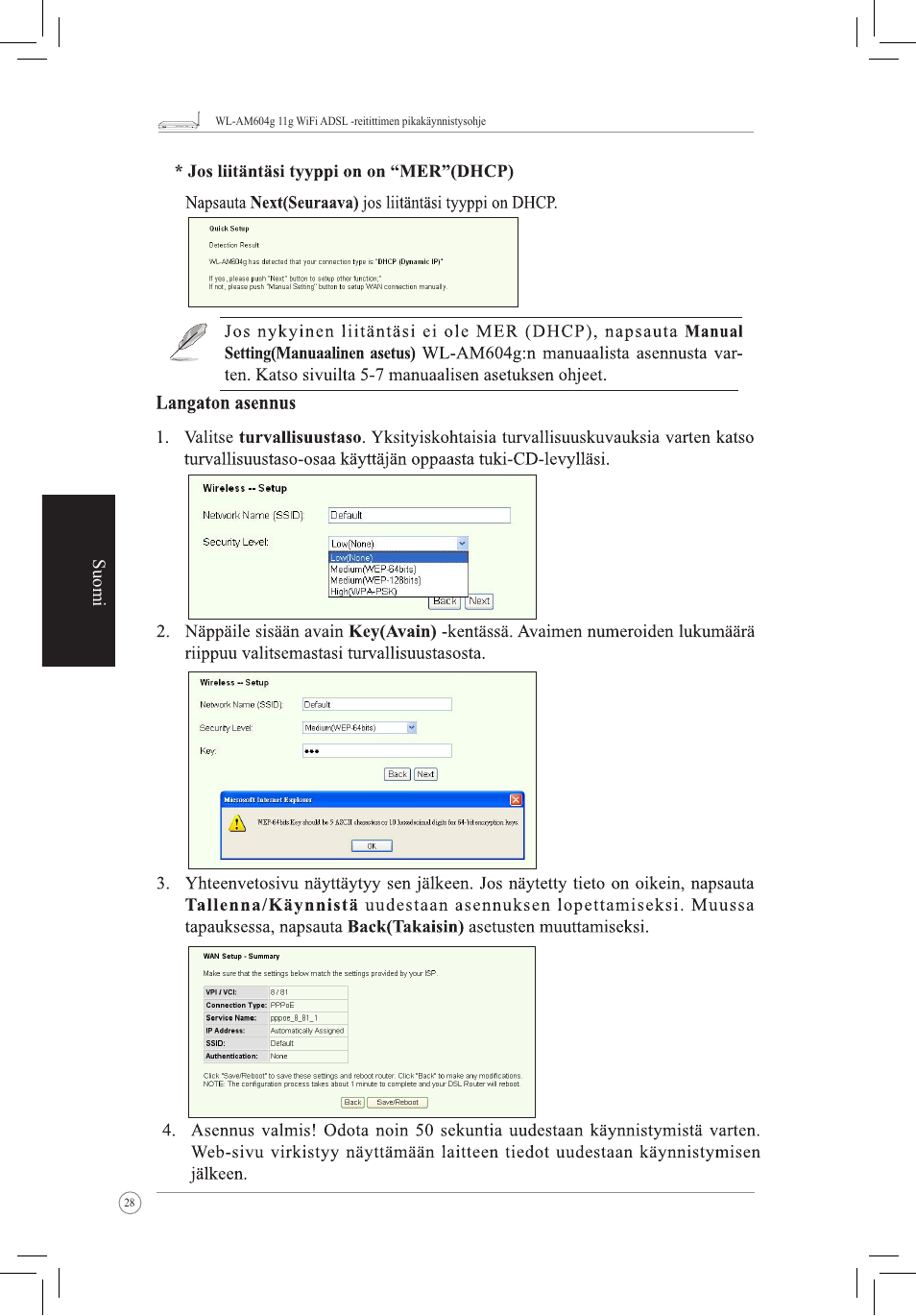 Suomi | Asus WL-AM604g User Manual | Page 30 / 108