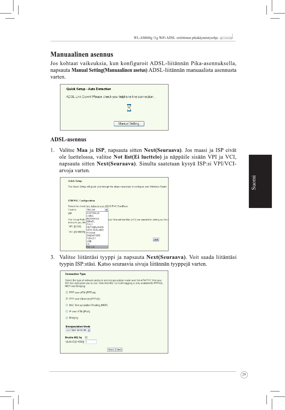 Suomi | Asus WL-AM604g User Manual | Page 31 / 108