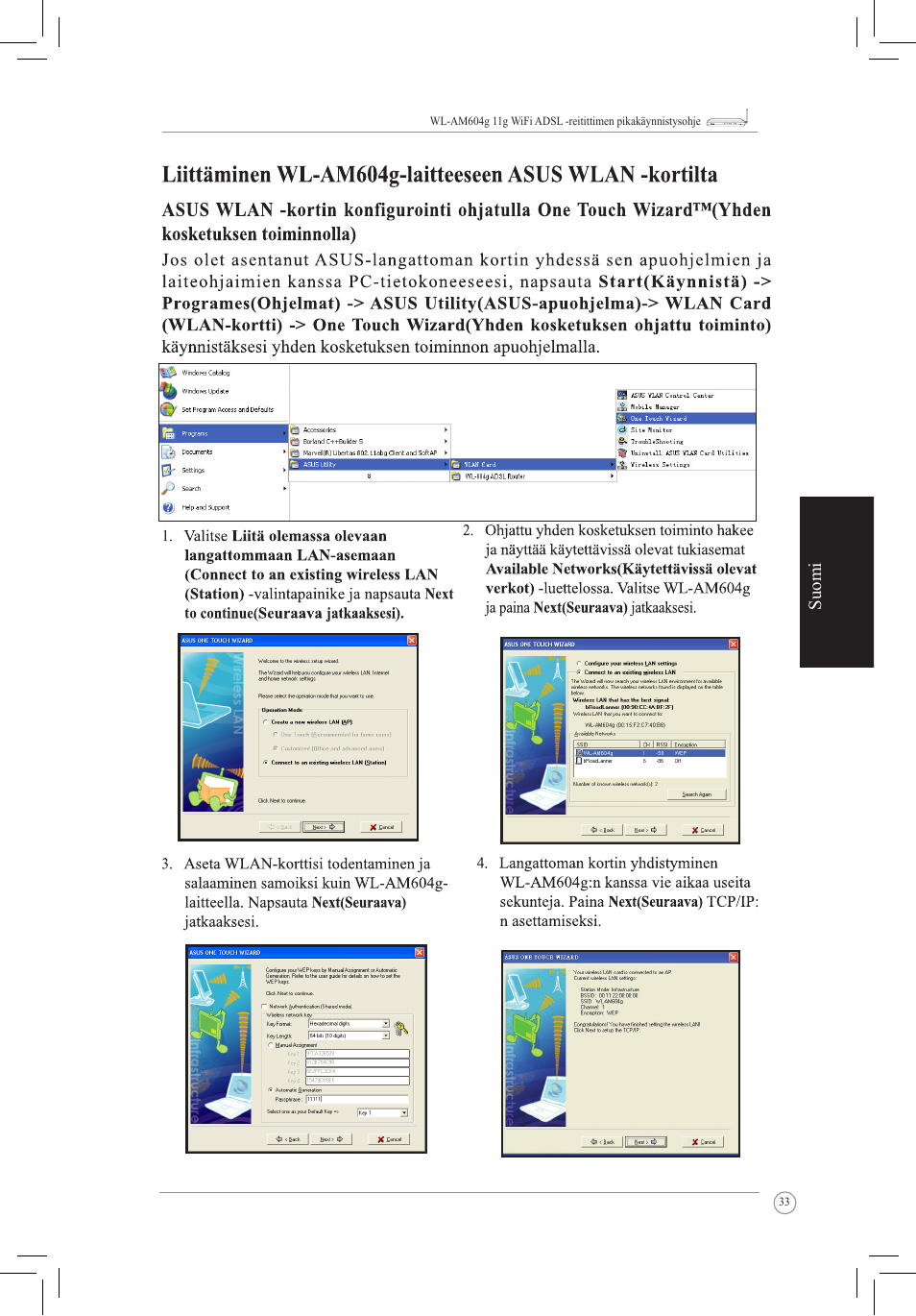 Suomi | Asus WL-AM604g User Manual | Page 35 / 108