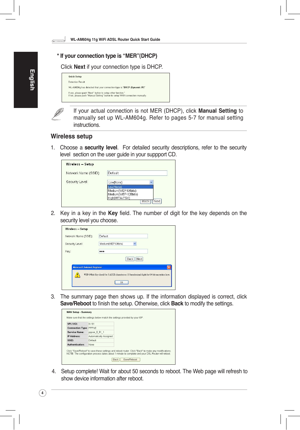 Wireless setup | Asus WL-AM604g User Manual | Page 6 / 108