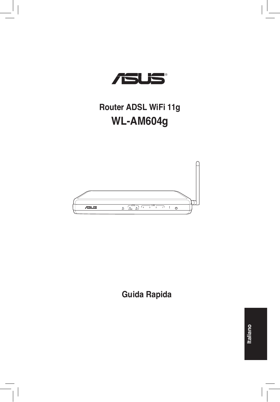 Wl-am604g, Guida rapida router adsl wifi 11g, Italiano | Asus WL-AM604g User Manual | Page 61 / 108