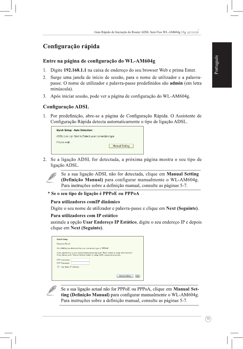 Português | Asus WL-AM604g User Manual | Page 77 / 108