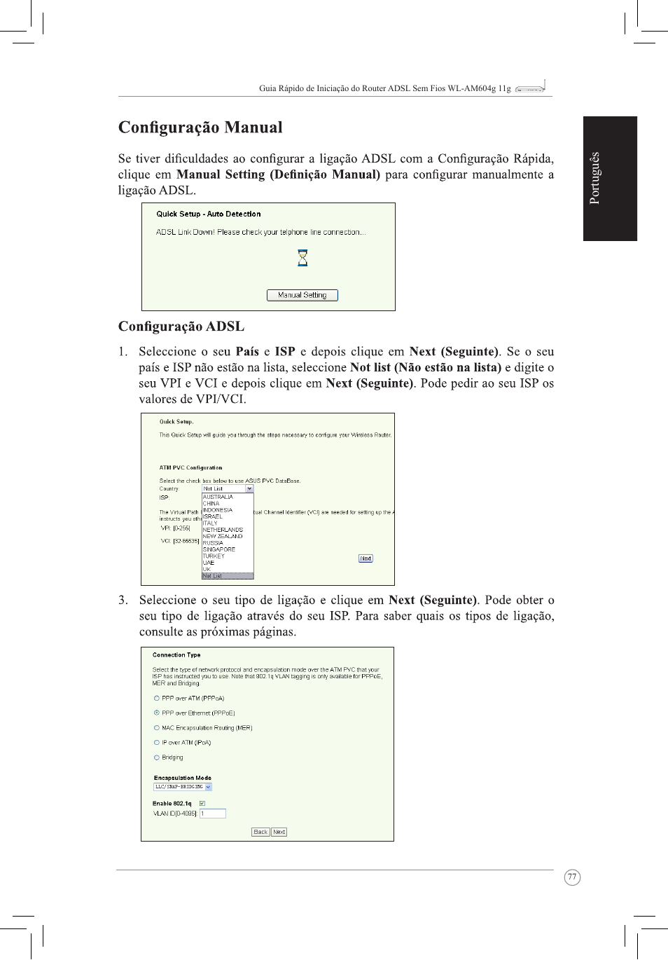 Português | Asus WL-AM604g User Manual | Page 79 / 108