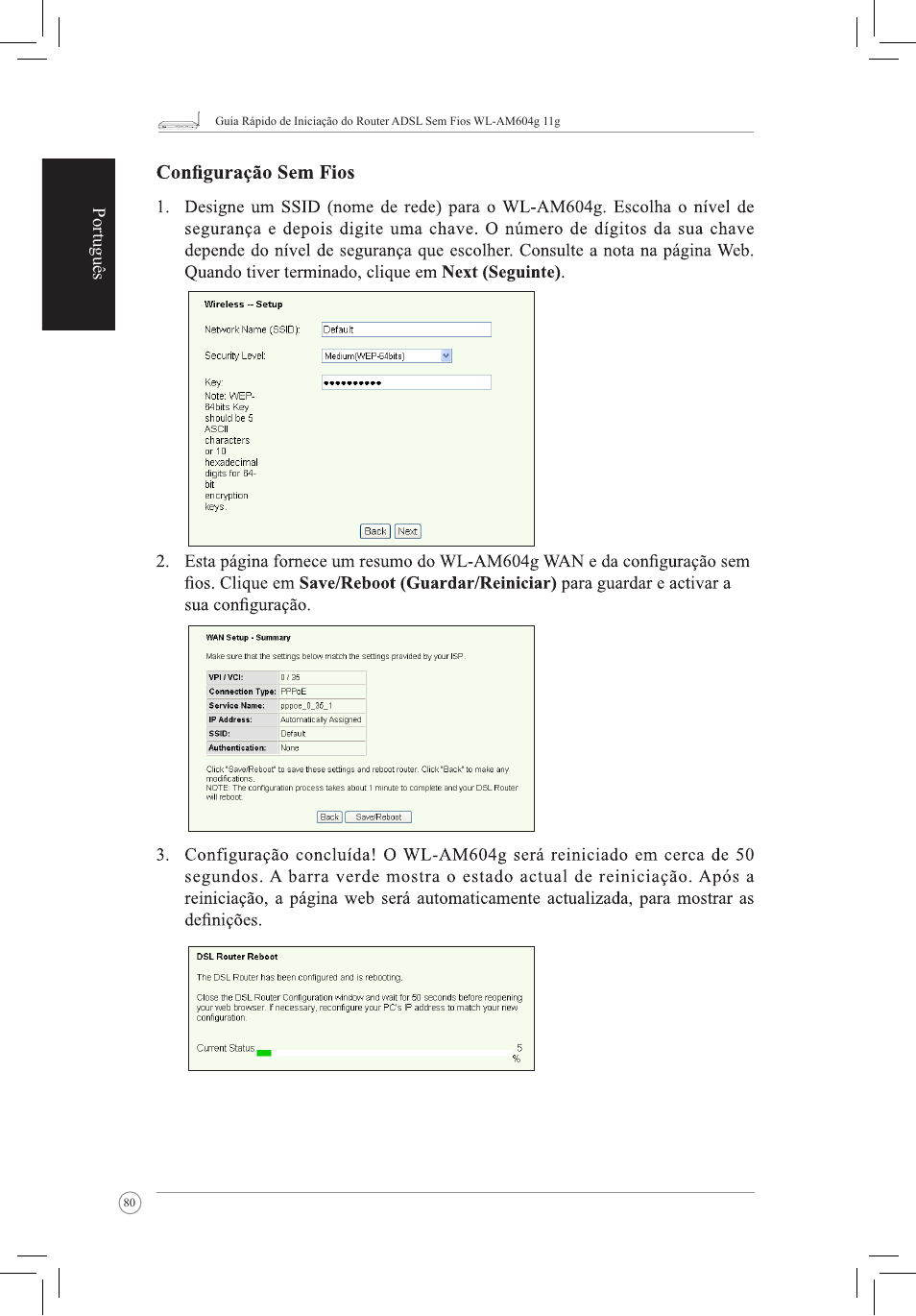 Português | Asus WL-AM604g User Manual | Page 82 / 108