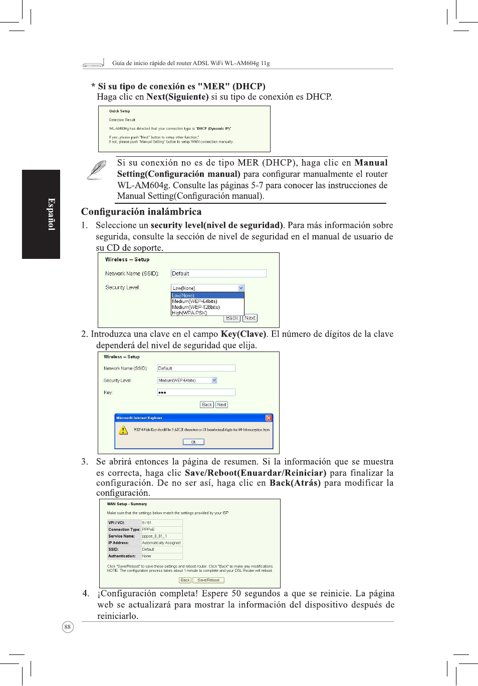 Español | Asus WL-AM604g User Manual | Page 90 / 108